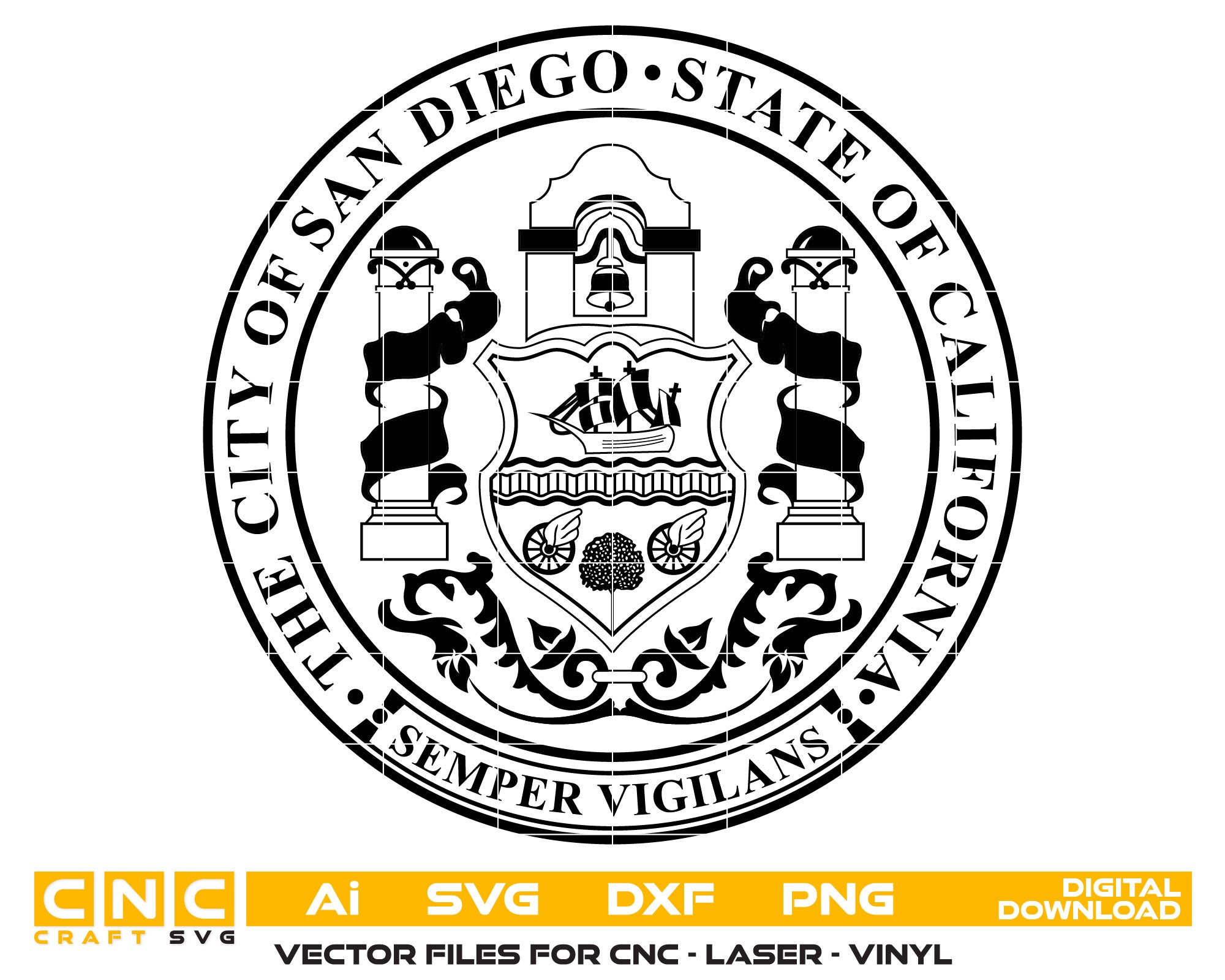 Coat of Arms of San Diego California Seal
