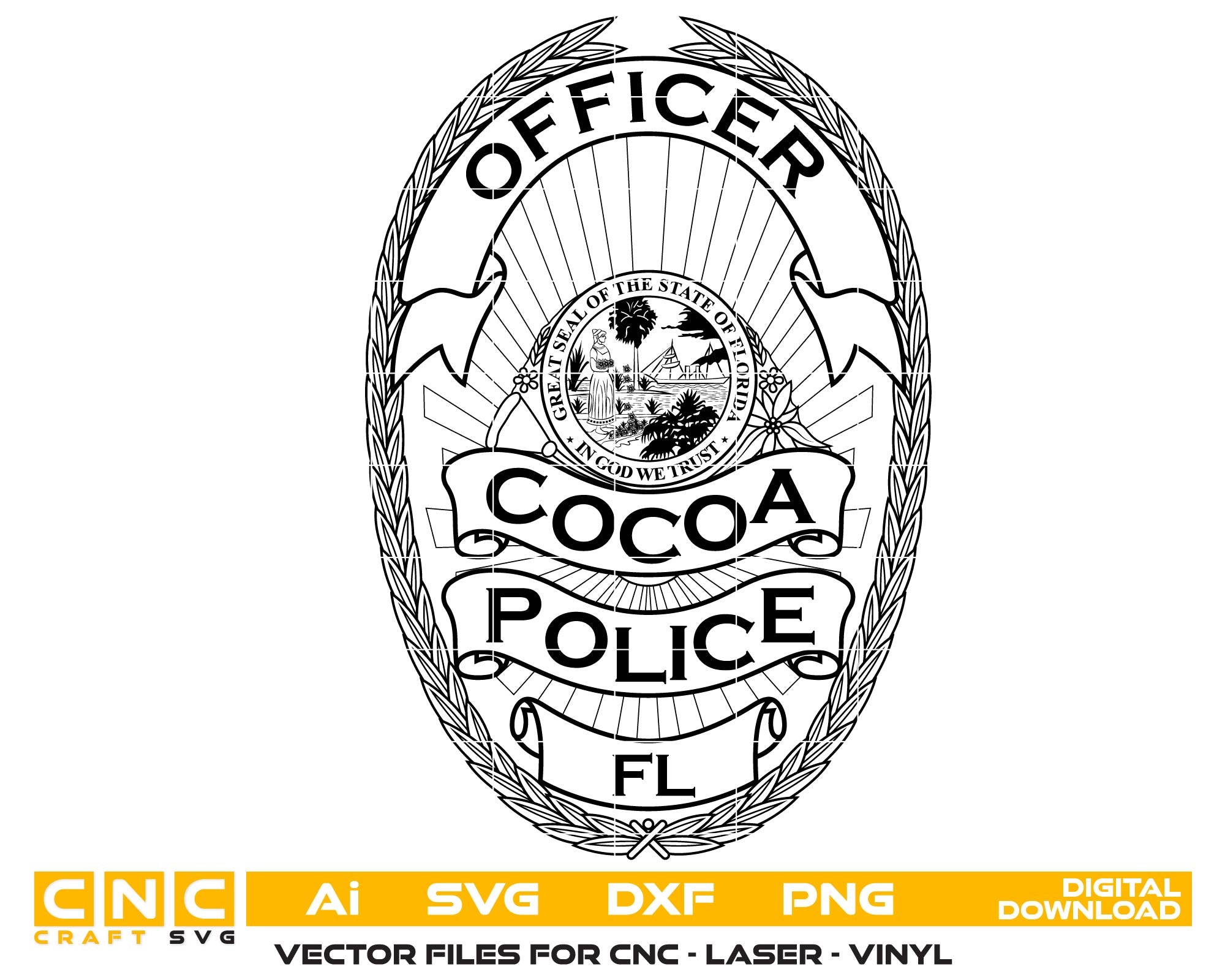 Cocoa Police Officer Badge, Florida, Police Officer Badge, Cocoa Police Badge, Police BadgeSvg