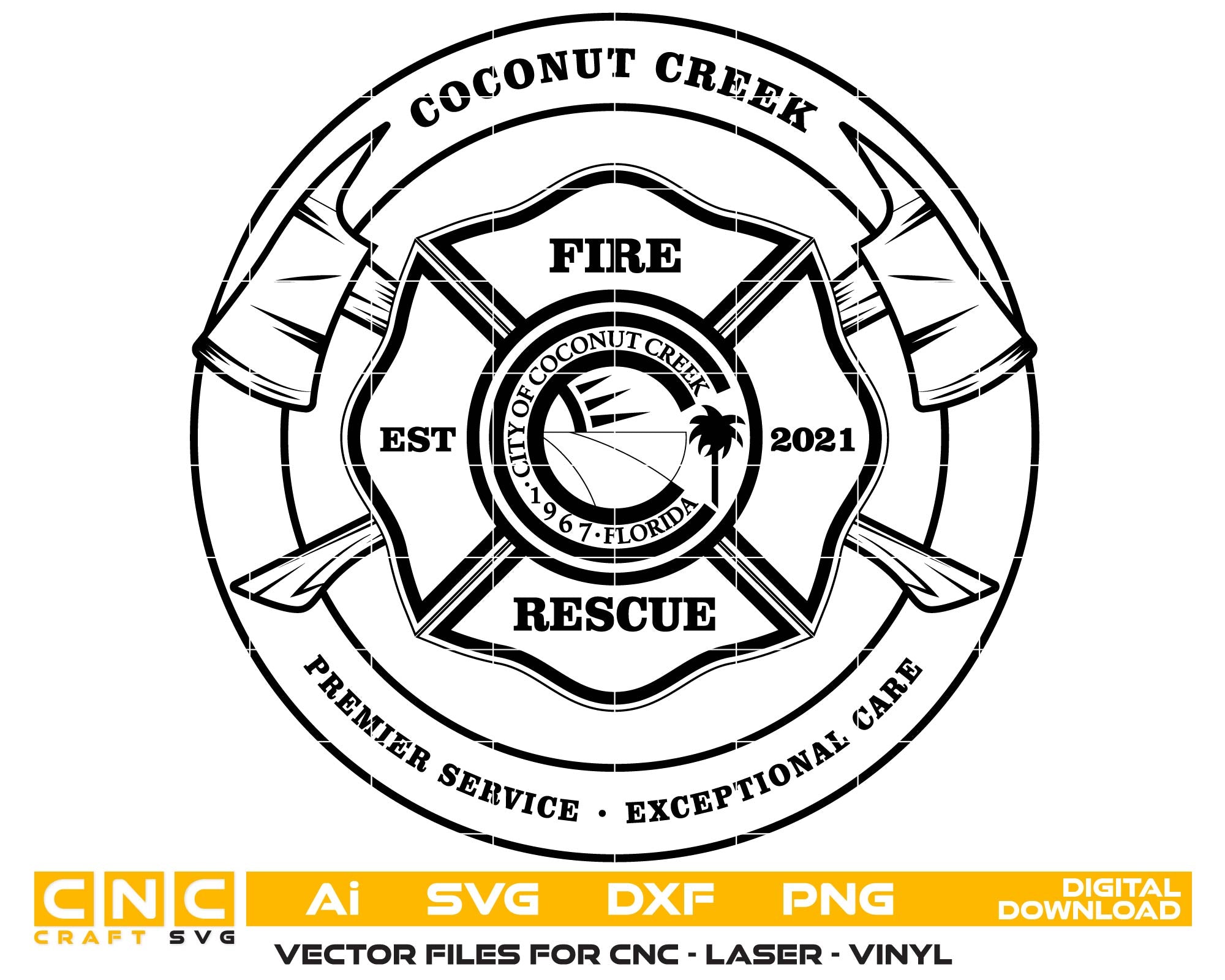 Coconut Creek Fire Rescue Badge, Fire Rescue Badge, Coconut Creek Fire, City Of Coconut Creek Fire Badge