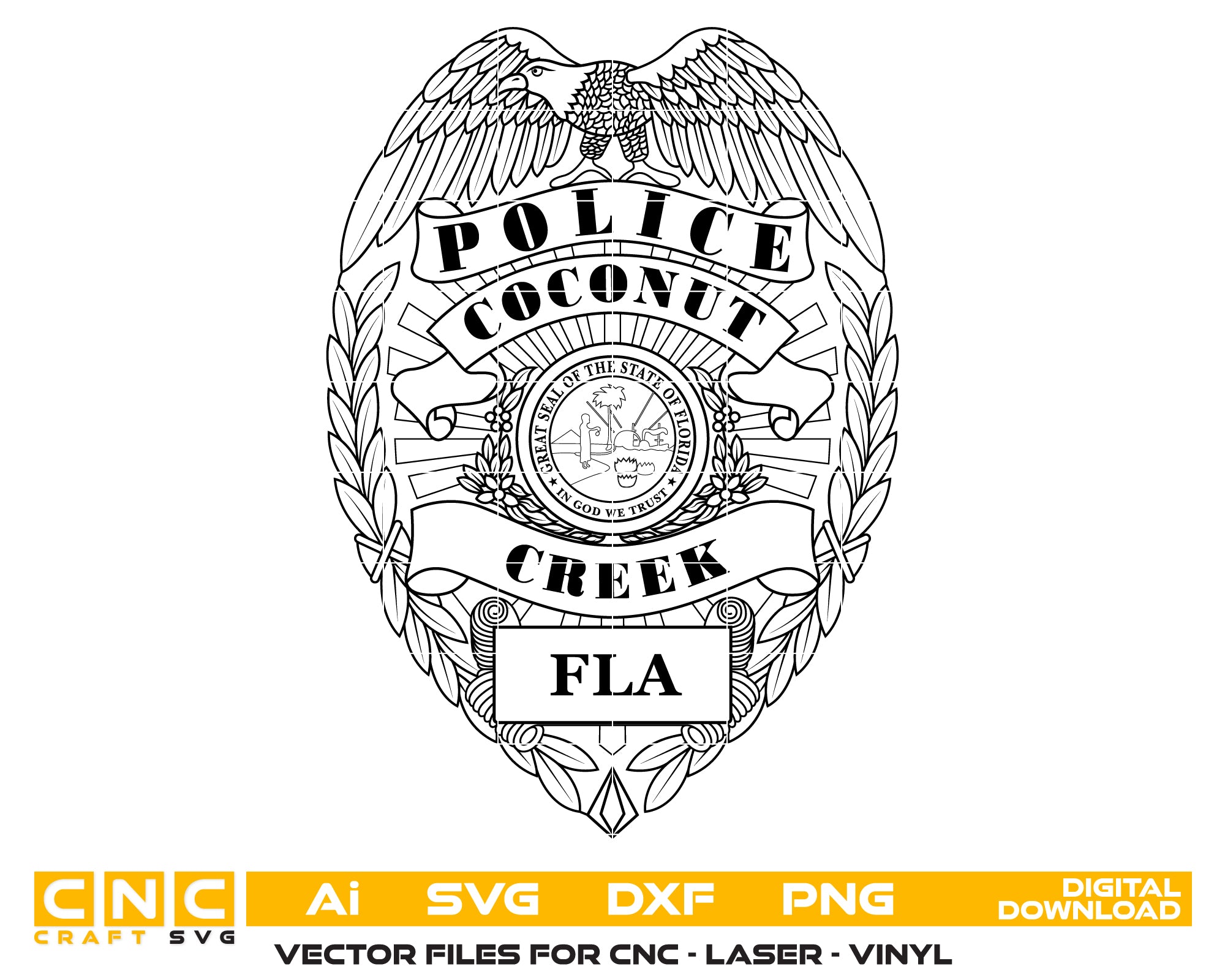 coconut creek police department badge svg, coconut creek florida police badge vector, coconut creek police svg emblem, florida police badge svg, coconut creek law enforcement badge svg