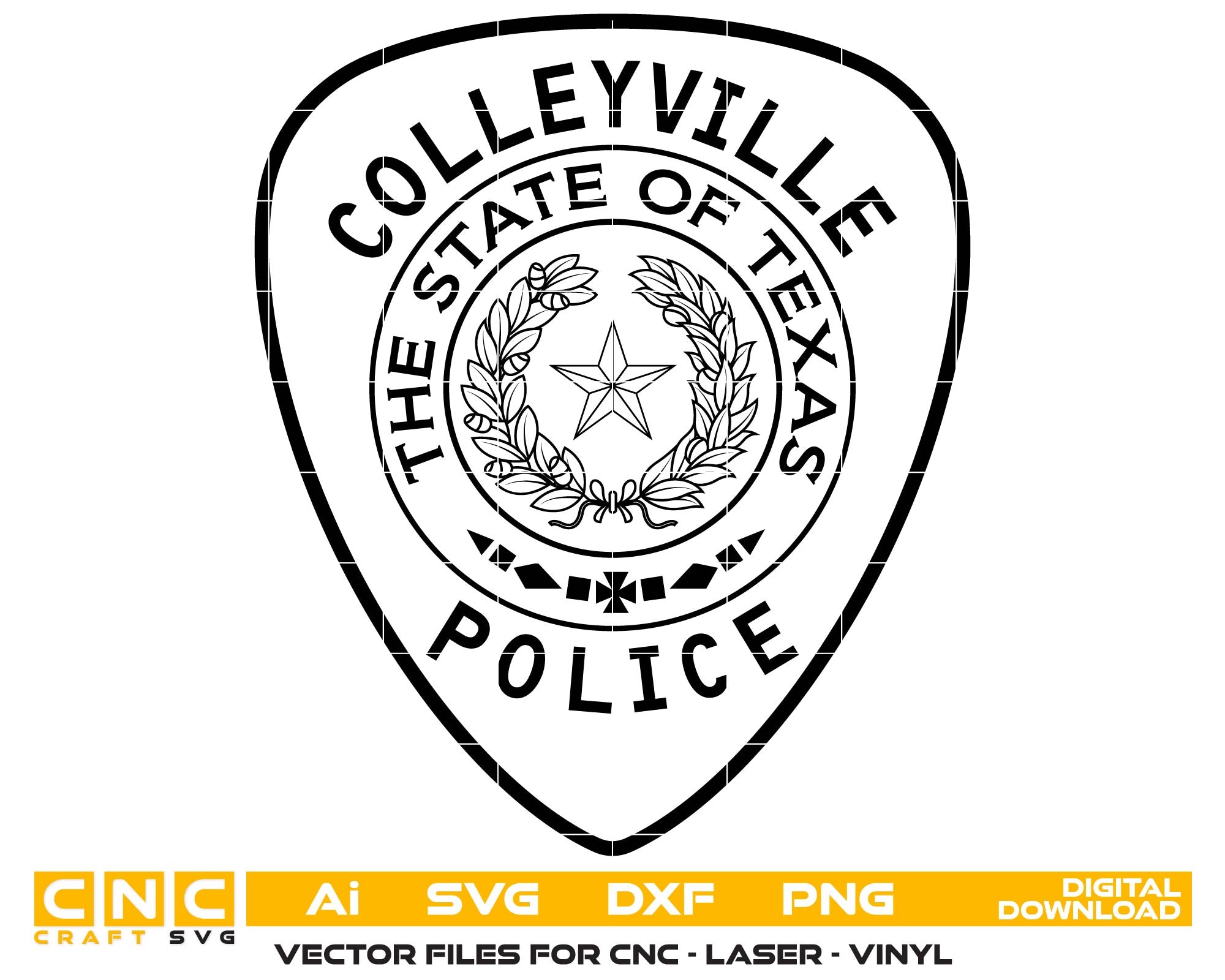 Colleyville Police Department Patch SVG, Texas Police Patch Vector, Colleyville Police Emblem, Texas Law Enforcement SVG, Police Patch Design