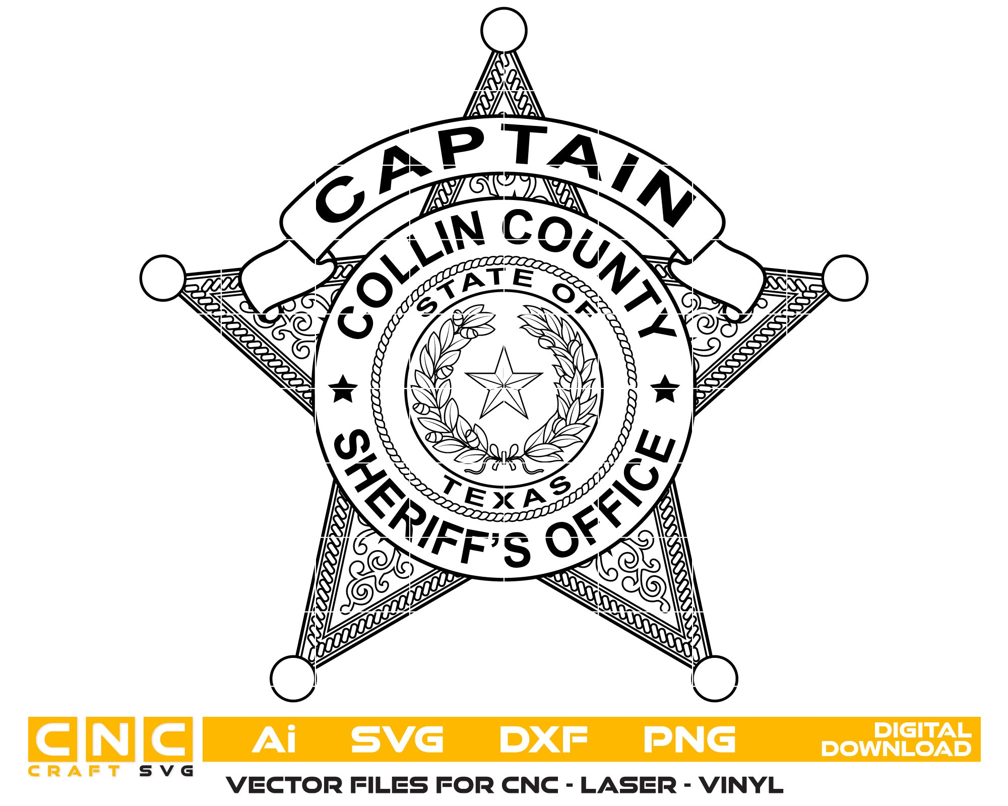 sheriff badge vector black and white