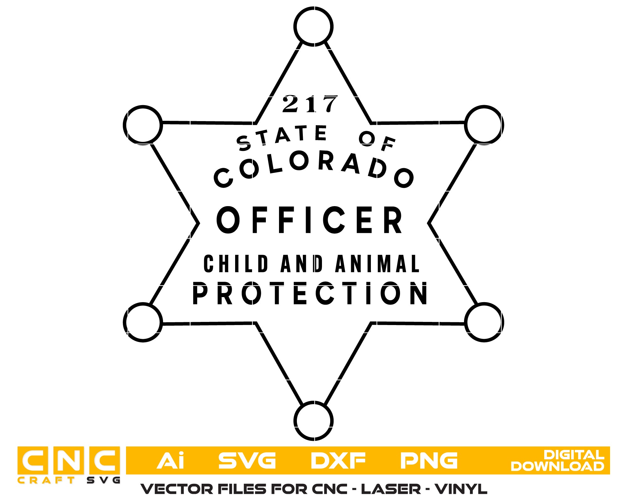 Colorado Child & Animal Protection Officer Badge Digital File | CNC & Laser