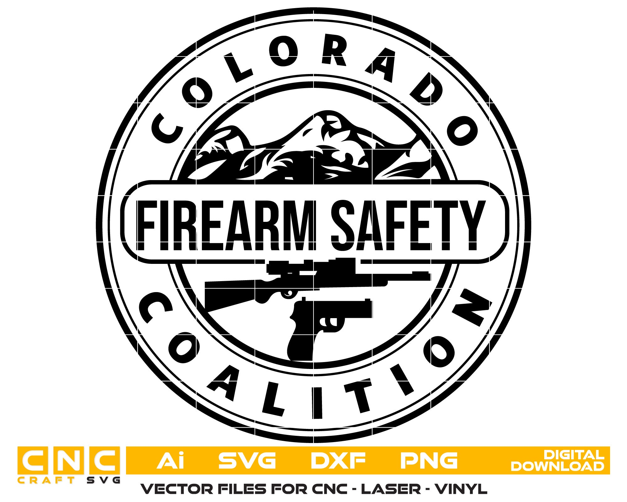 Colorado Firearm Safety Coalition Seal SVG | Gun Safety Vector Emblem for Print & CNC