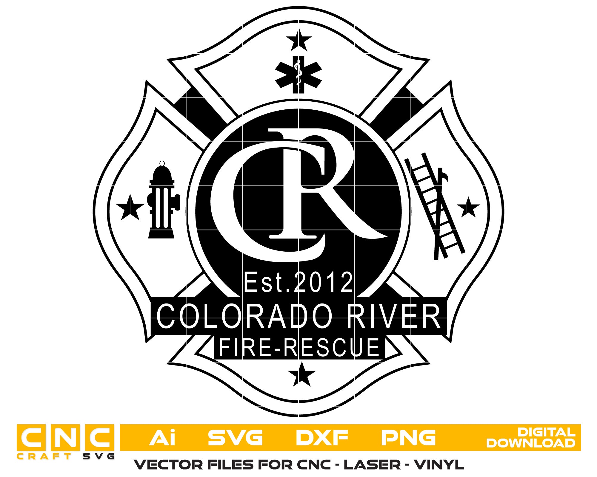 Colorado River Fire Rescue Badge SVG | Fire Department Vector Emblem for CNC & Printing