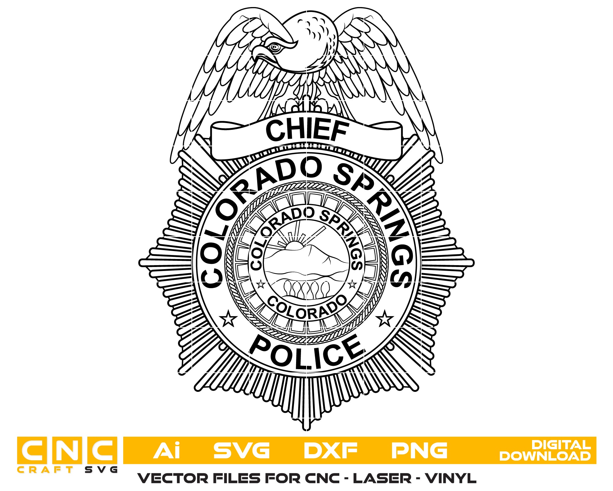 Colorado Police Chief Badge Svg
Chief Badge
Colorado Police
Colorado Springs 
colorado police department badge