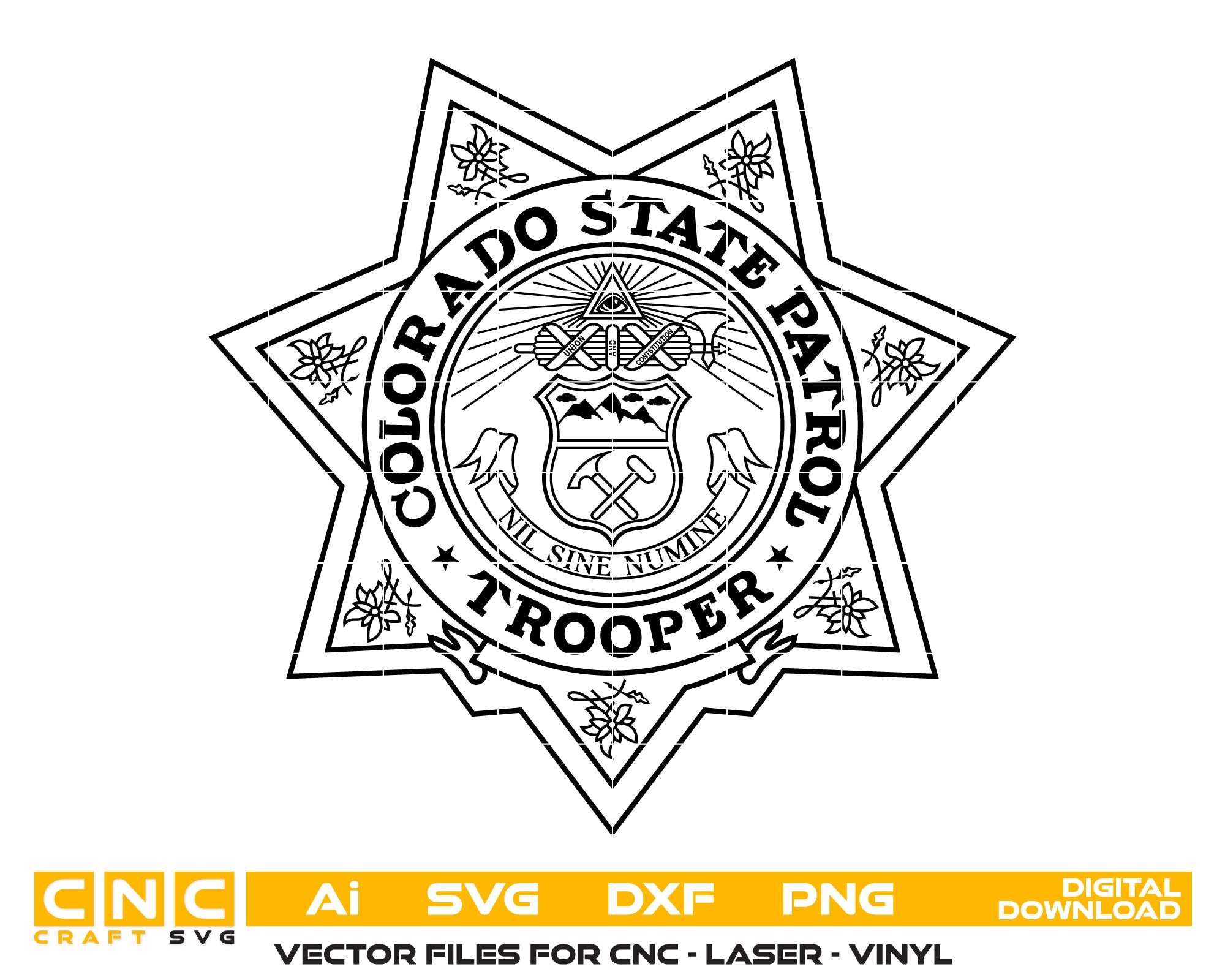 Colorado State Patrol Trooper Badge SVG, Colorado State Police Badge Vector, Colorado Trooper SVG Emblem, Colorado Law Enforcement Badge Logo SVG, #support