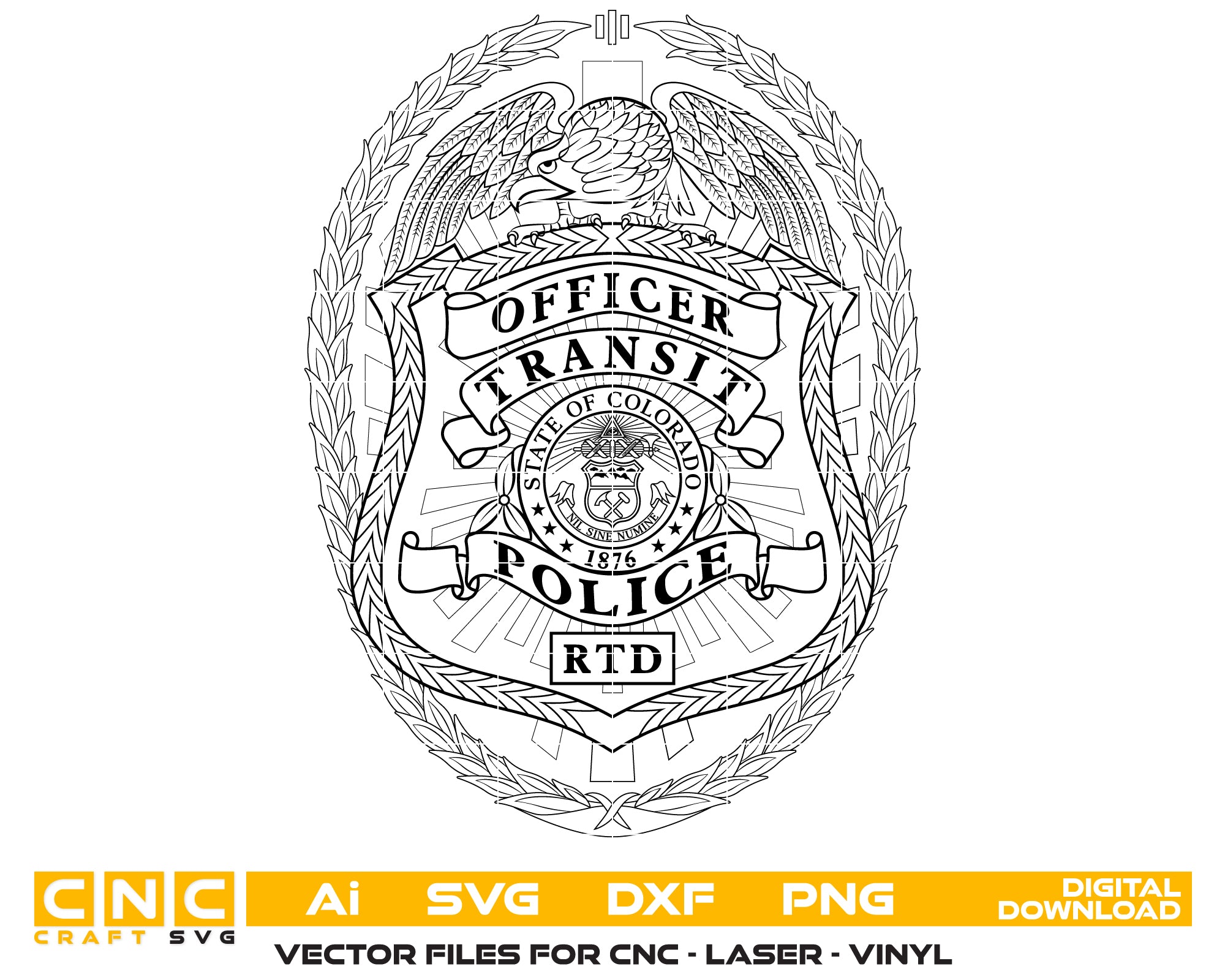 Colorado Transit Police Badge SVG, Transit Police Vector, Colorado Police Officer Badge, Law Enforcement Badge SVG, Colorado Badge Design, Police SVG File