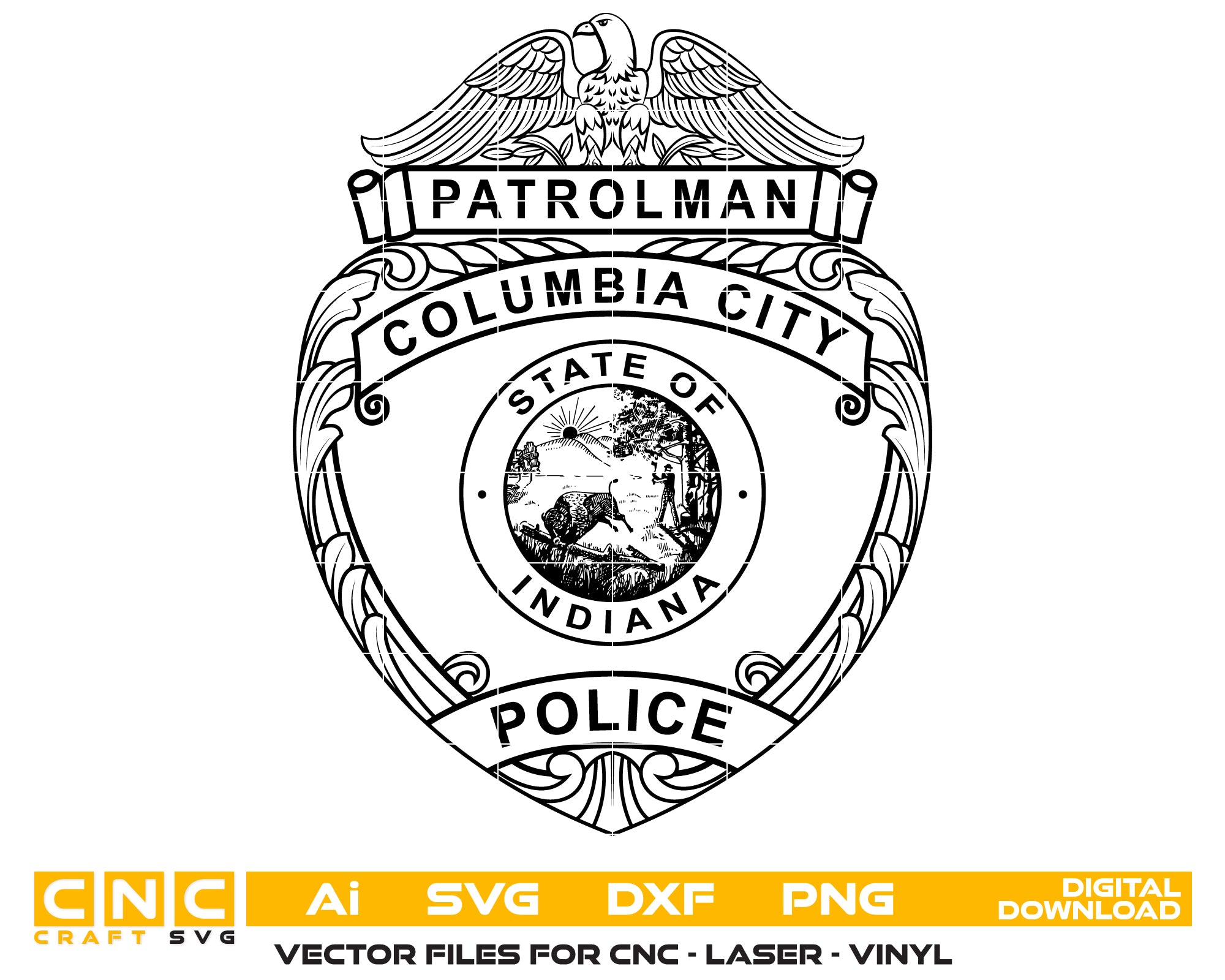 Columbia City Police Patrolman Badge SVG