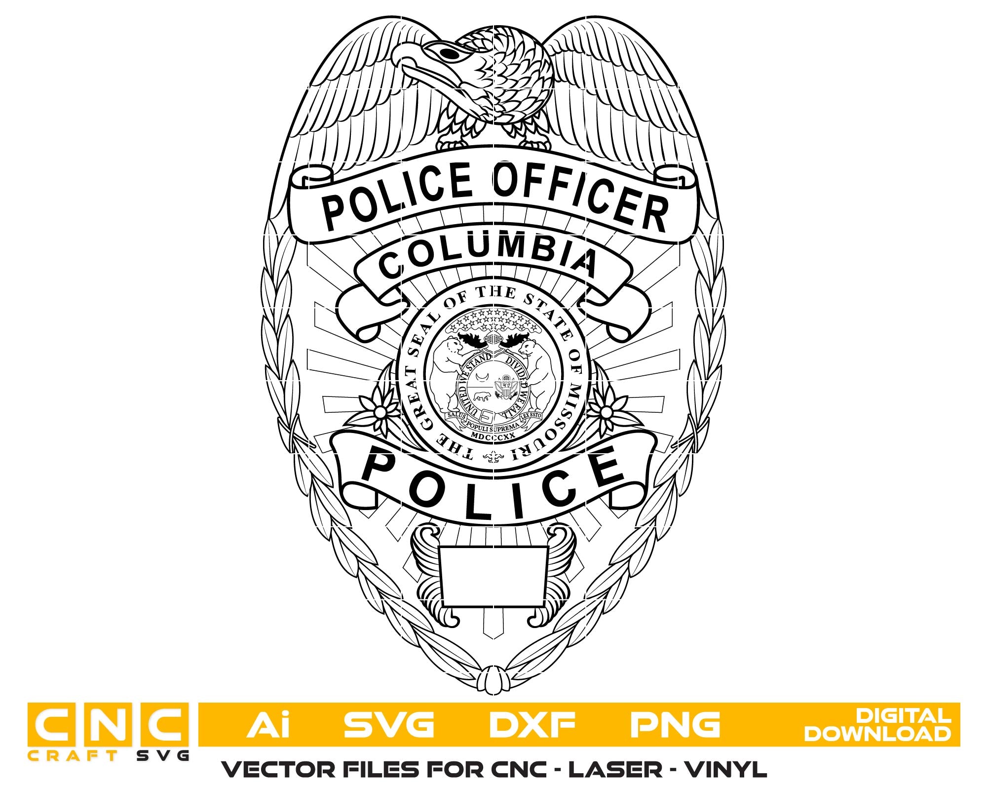 columbia police officer badge svg, columbia missouri police badge vector, columbia mo police svg emblem, columbia law enforcement badge svg, columbia police svg file