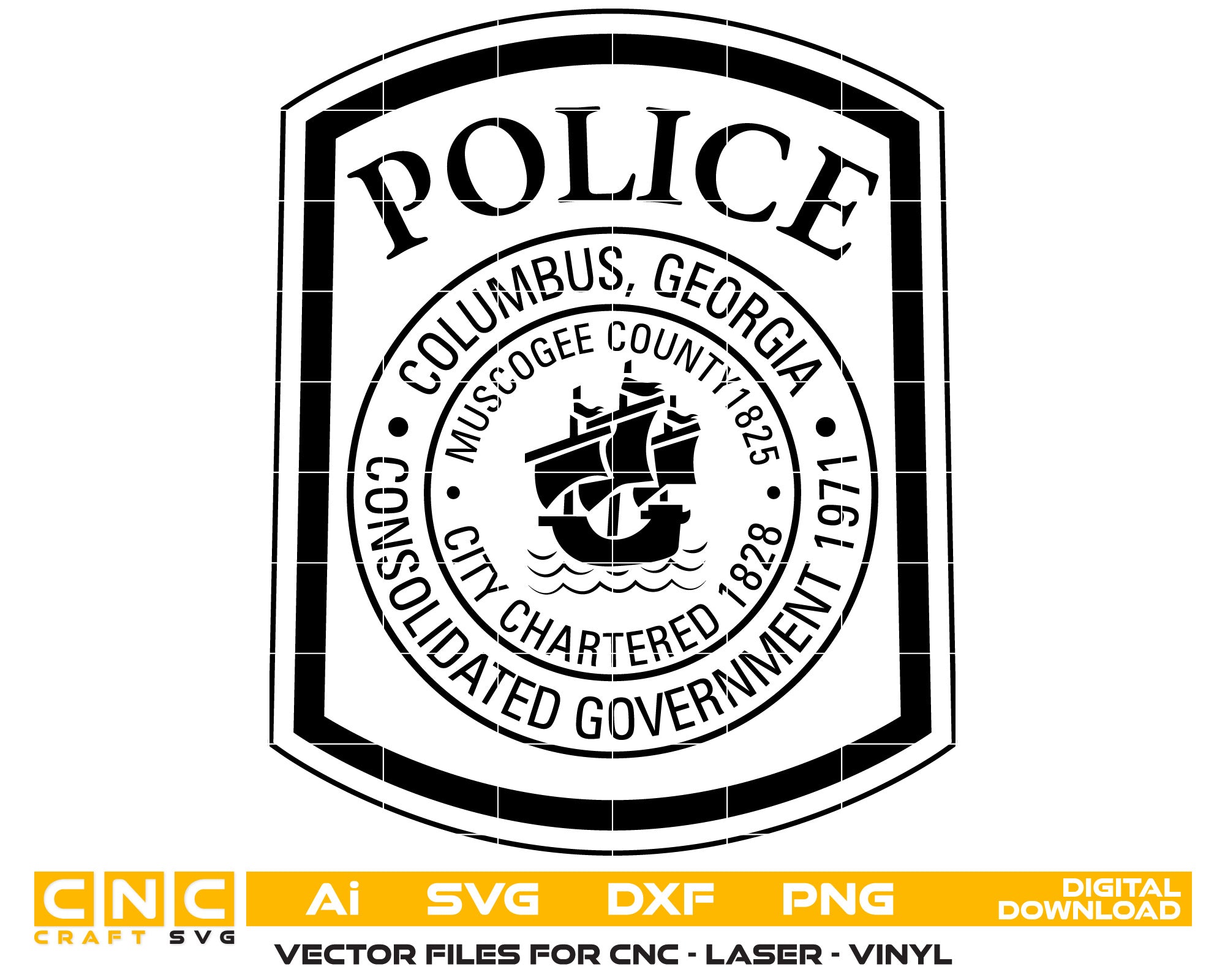 Columbus Georgia Police Badge SVG