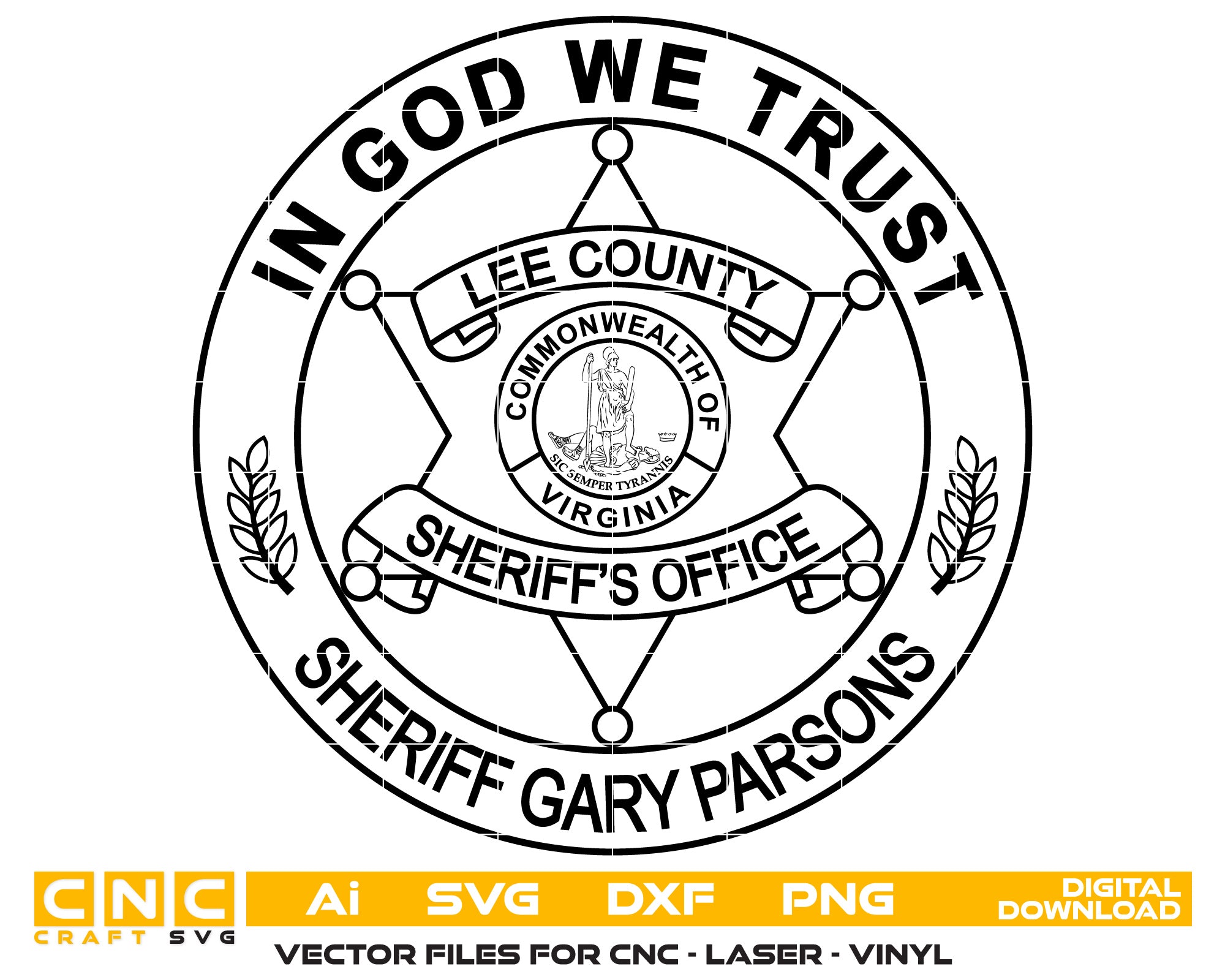 Commonwealth of Virginia Lee County Sheriff Gary Person Badge