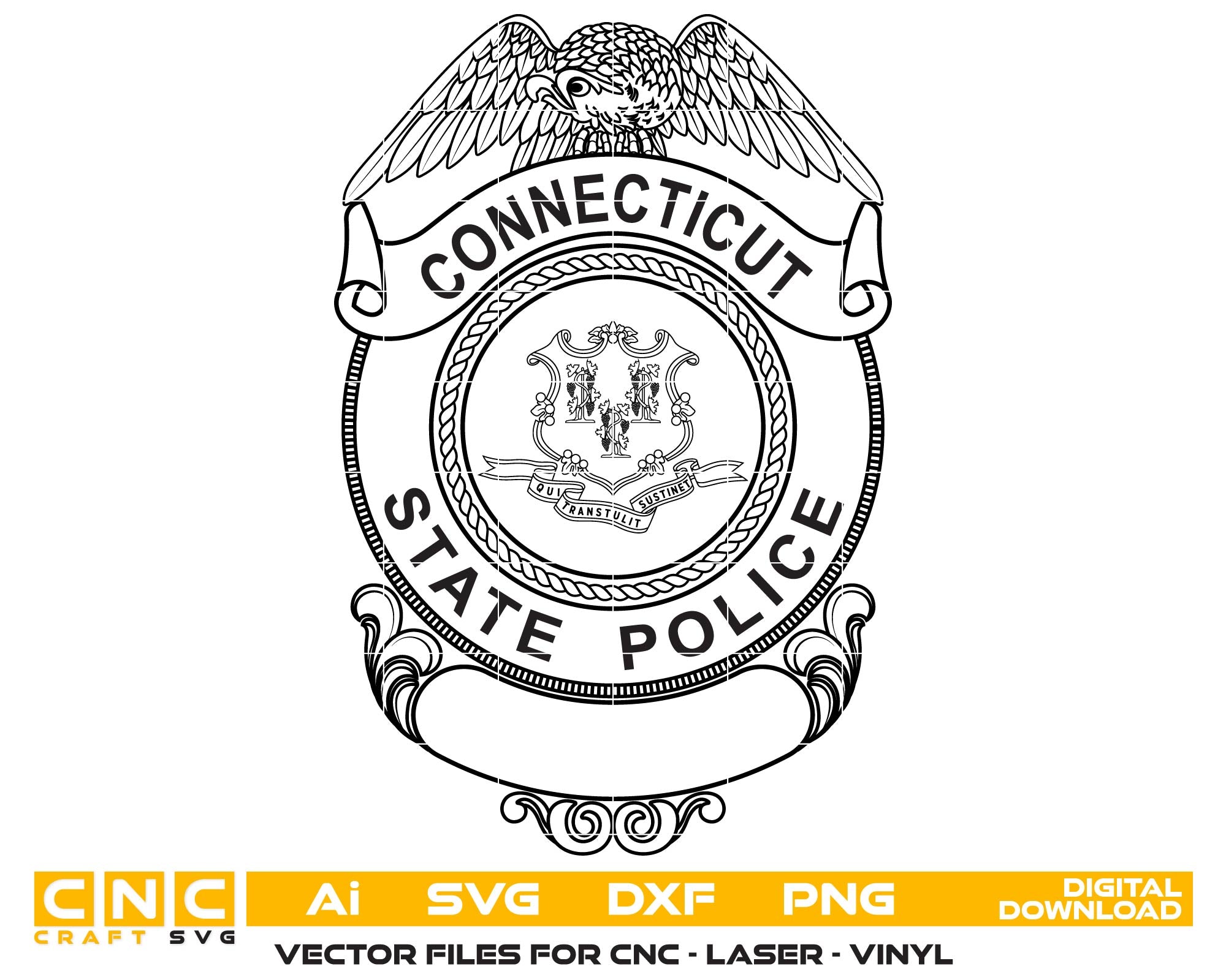 connecticut state police badge svg, ct state police badge vector design, connecticut police svg emblem, state trooper badge connecticut svg, connecticut law enforcement badge svg