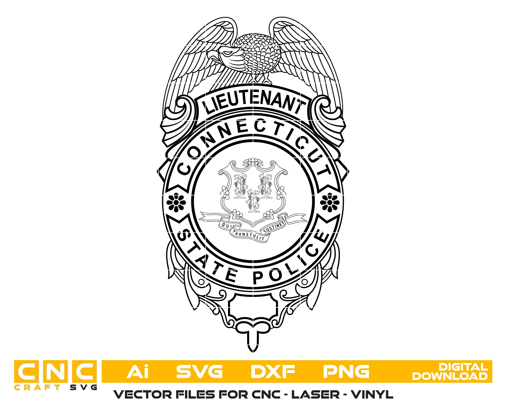 connecticut state police lieutenant badge svg, connecticut police lieutenant badge vector, ct state police badge svg emblem, connecticut law enforcement badge svg, #support