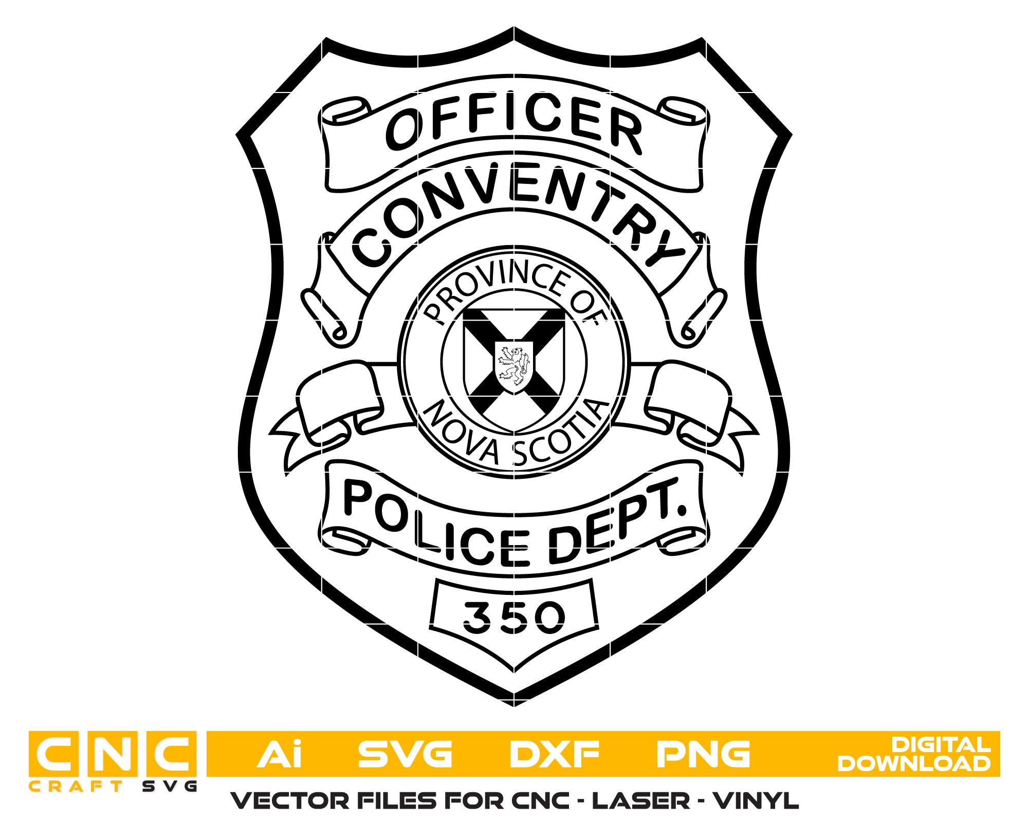 Conventary Police Officer Badge Nova Scotia SVG, Conventary Police Badge Vector, Nova Scotia Police Emblem SVG, Conventary Law Enforcement Badge Vector, Conventary Police Logo