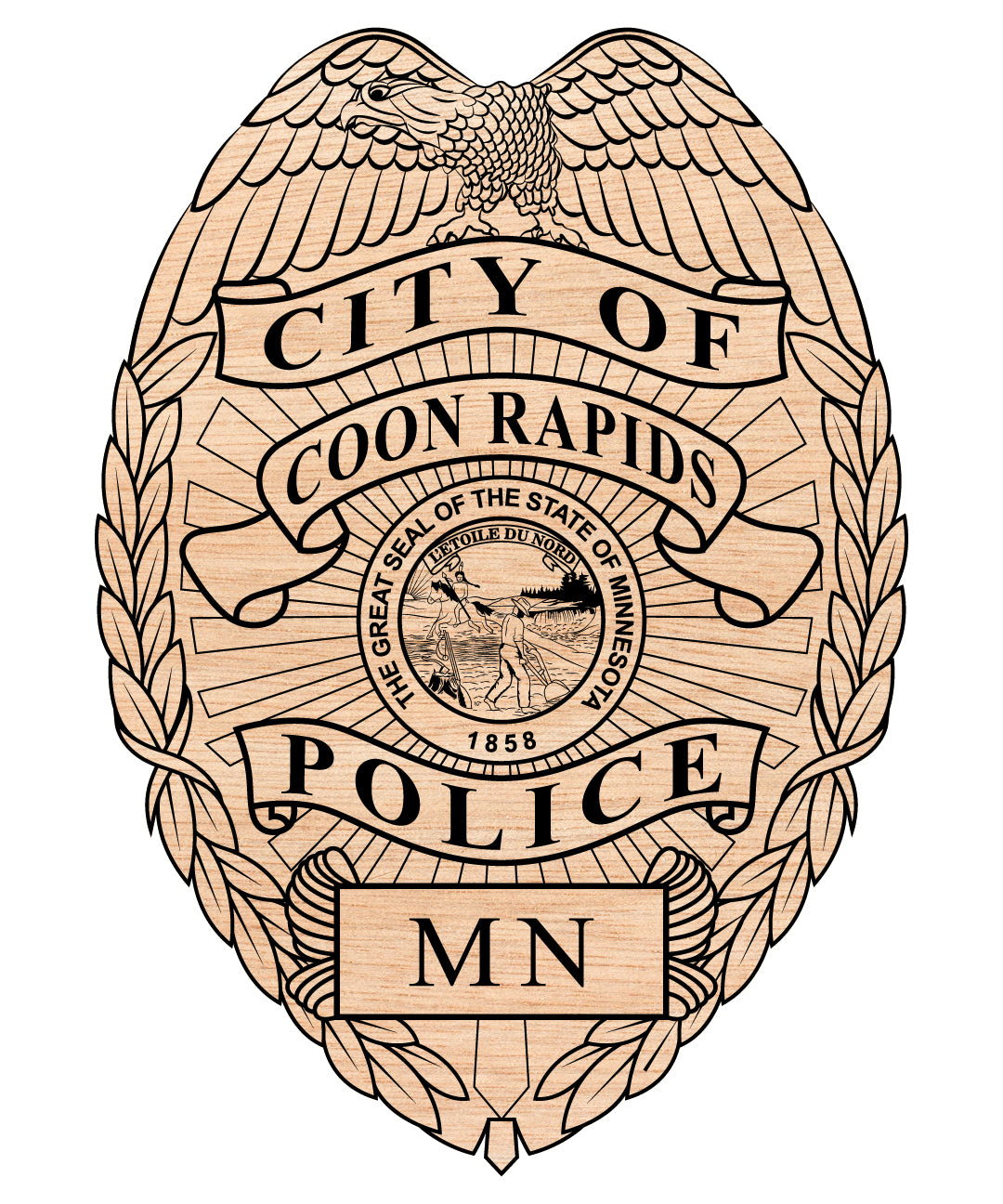 Coon Rapids Police Badge SVG, Minnesota Police Badge Vector, Coon Rapids Law Enforcement Emblem, Police Officer Badge SVG, Coon Rapids PD Badge