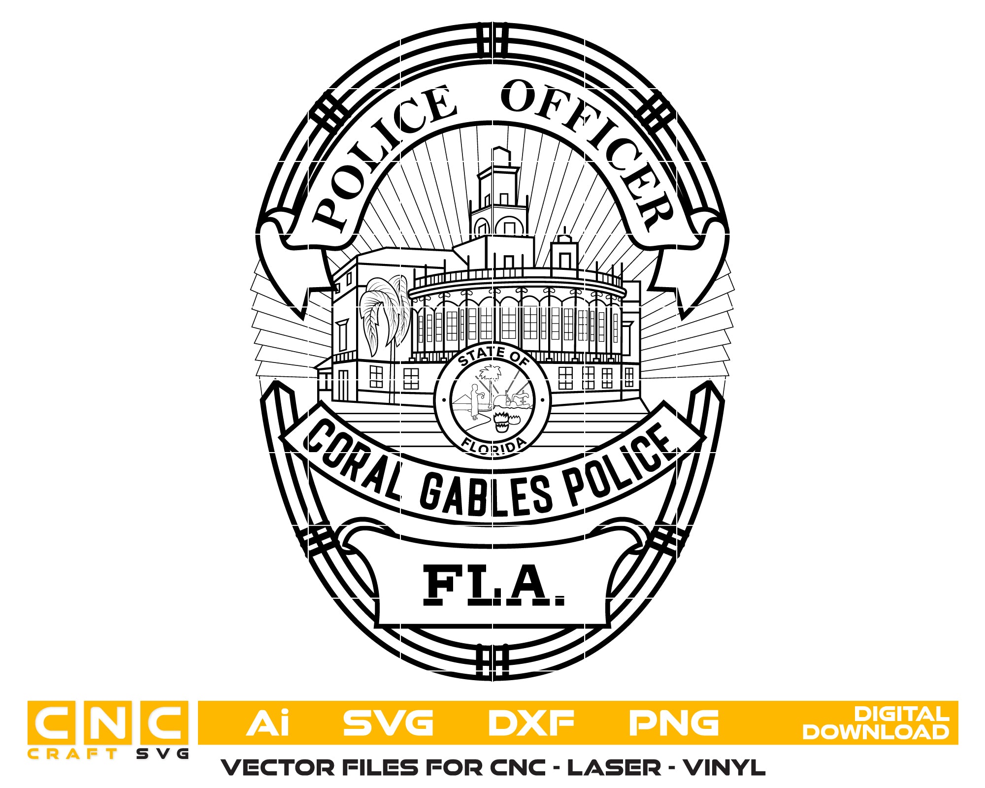 coral gables police officer badge svg, coral gables florida police badge vector, coral gables police svg emblem, florida law enforcement badge svg, #support