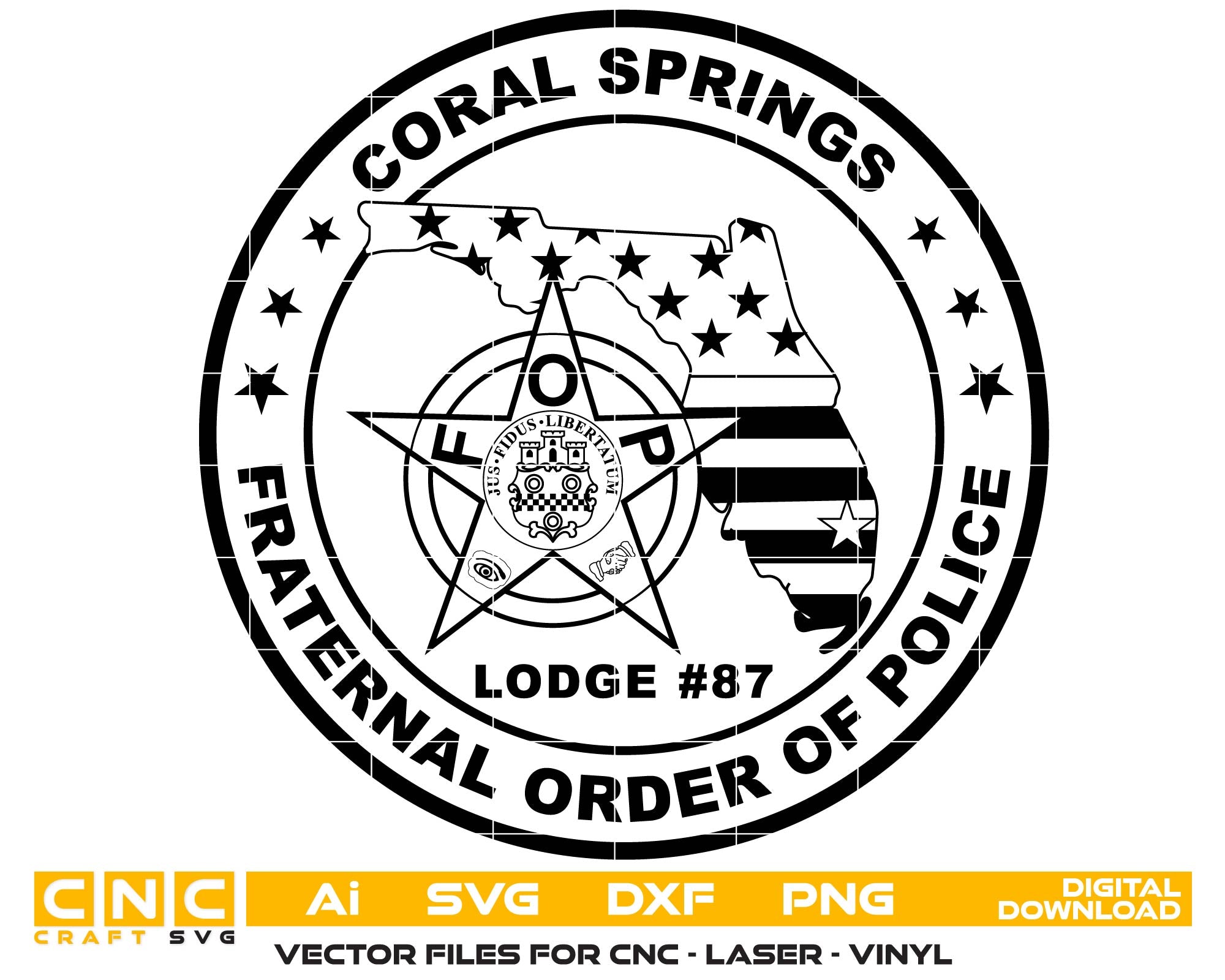 Coral Springs Police Badge, Fraternal Order of Police Badge, Police Badge, Police Badge Svg