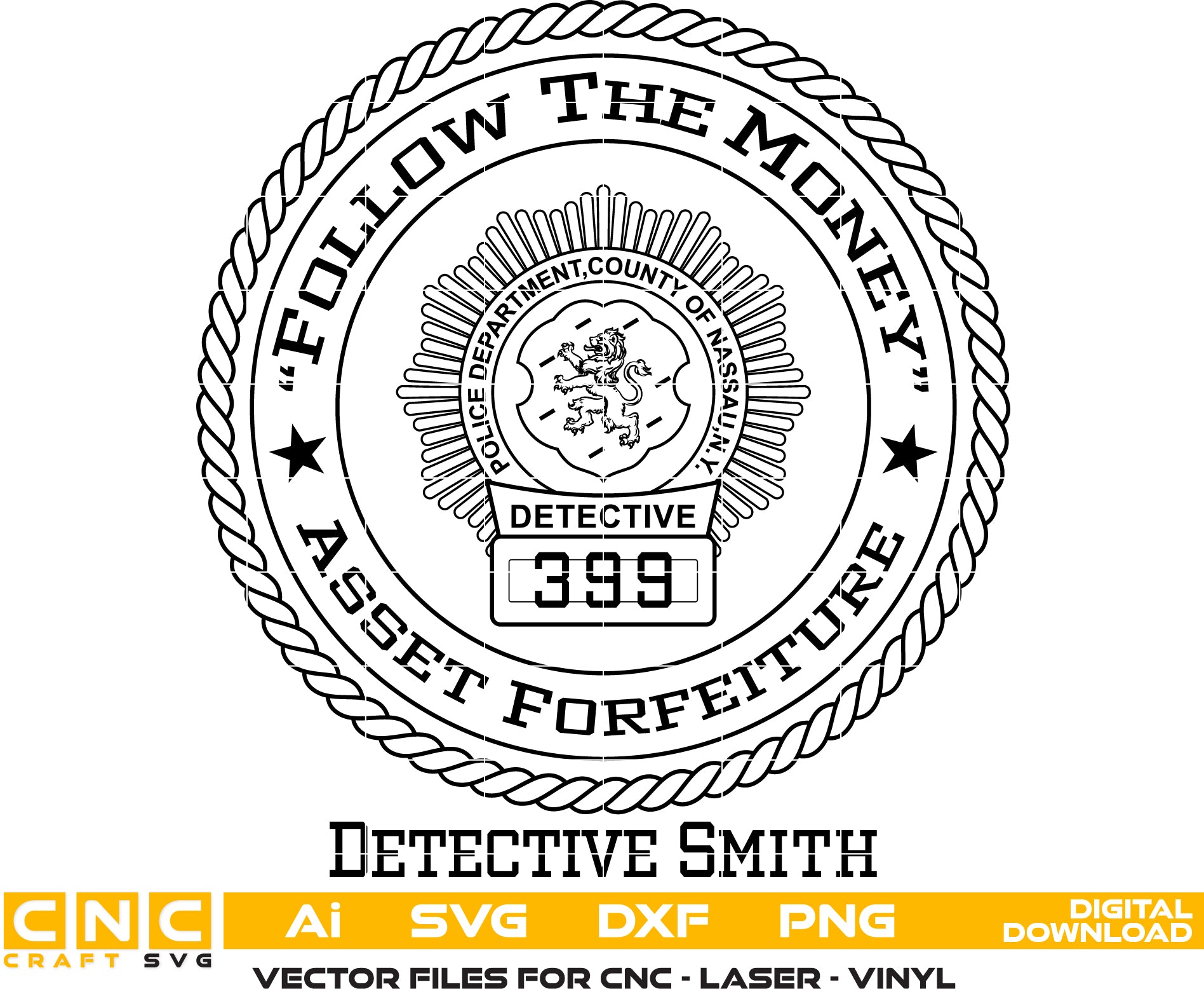 County of Nassau Police Detective Badge