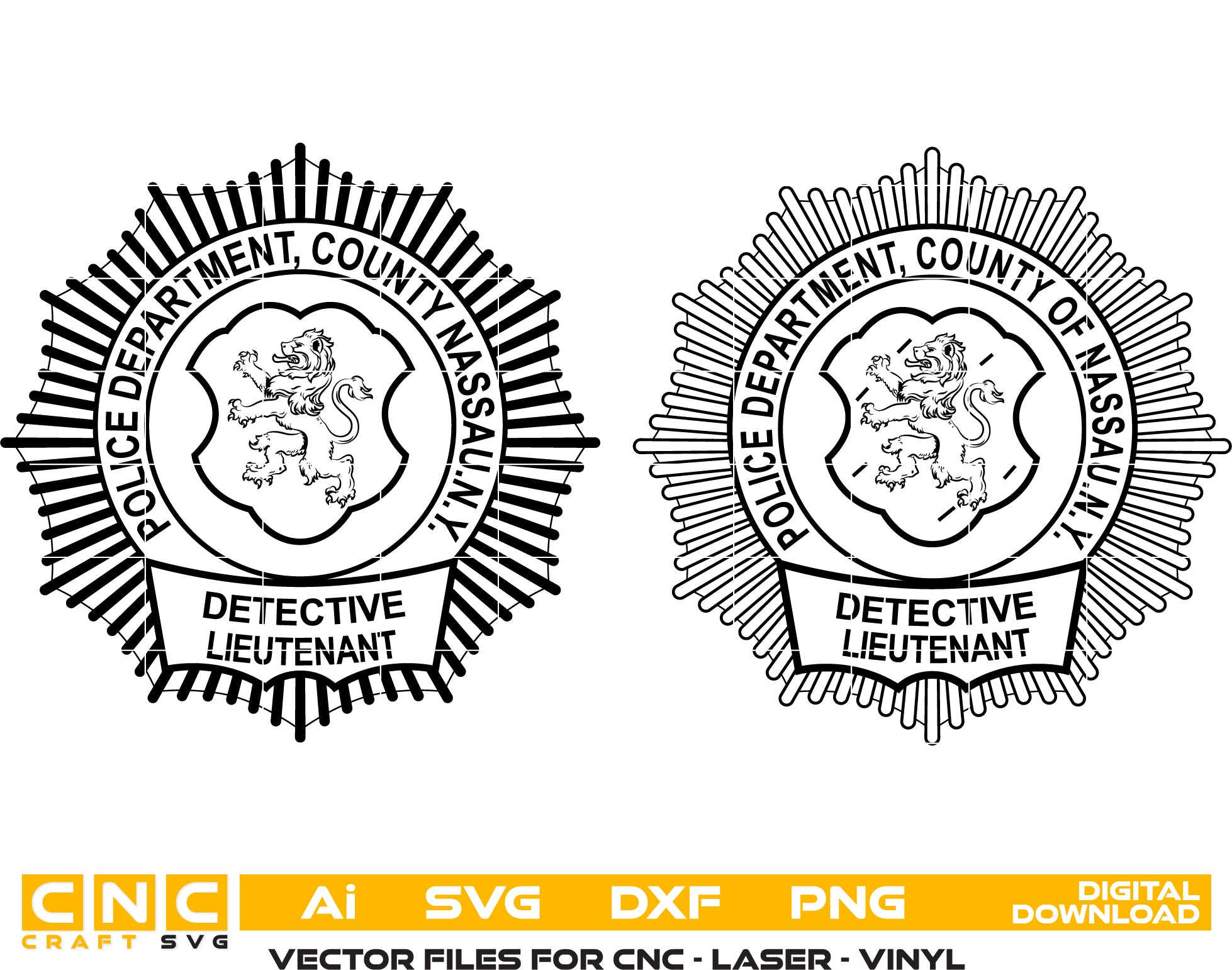 County of Nassau Police Detective Lieutenant Badge