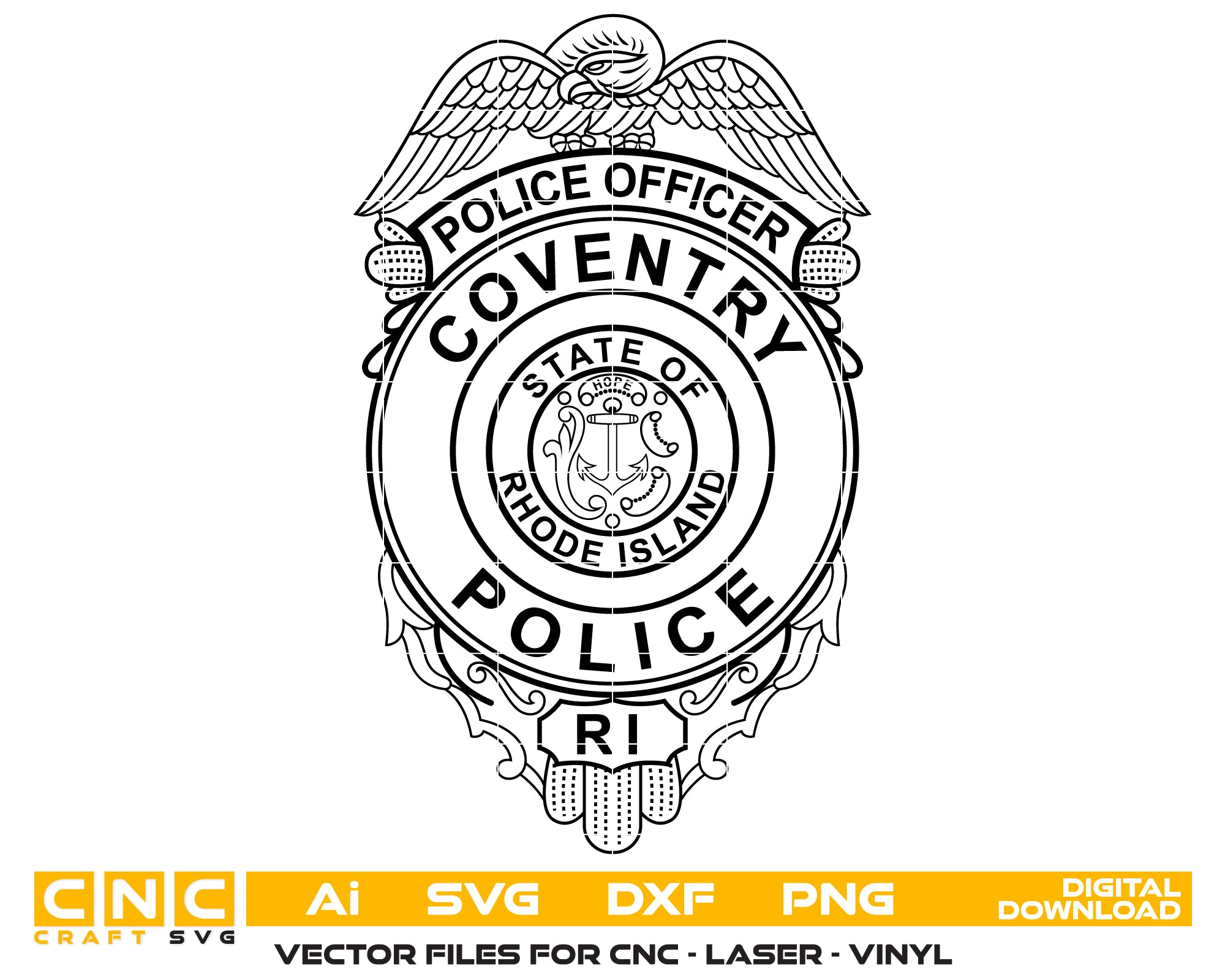 coventry police officer badge svg, coventry rhode island police badge vector, coventry ri police svg emblem, rhode island law enforcement badge svg, #support
