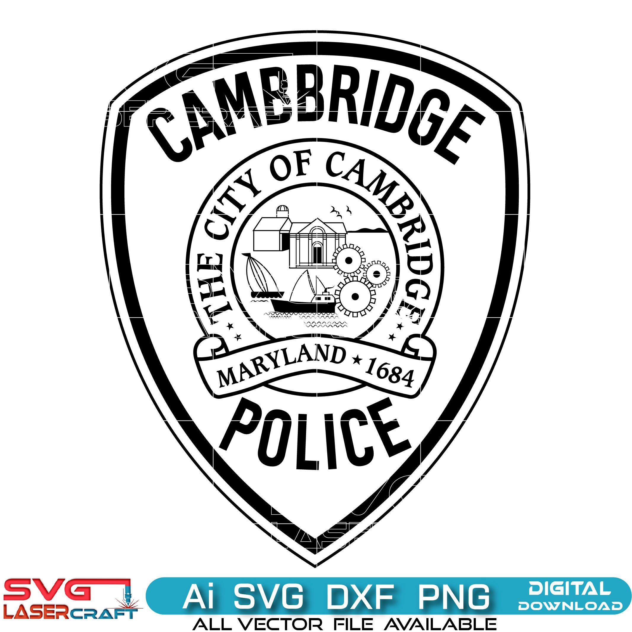 Cambbridge Maryland Police Patch Vector Art