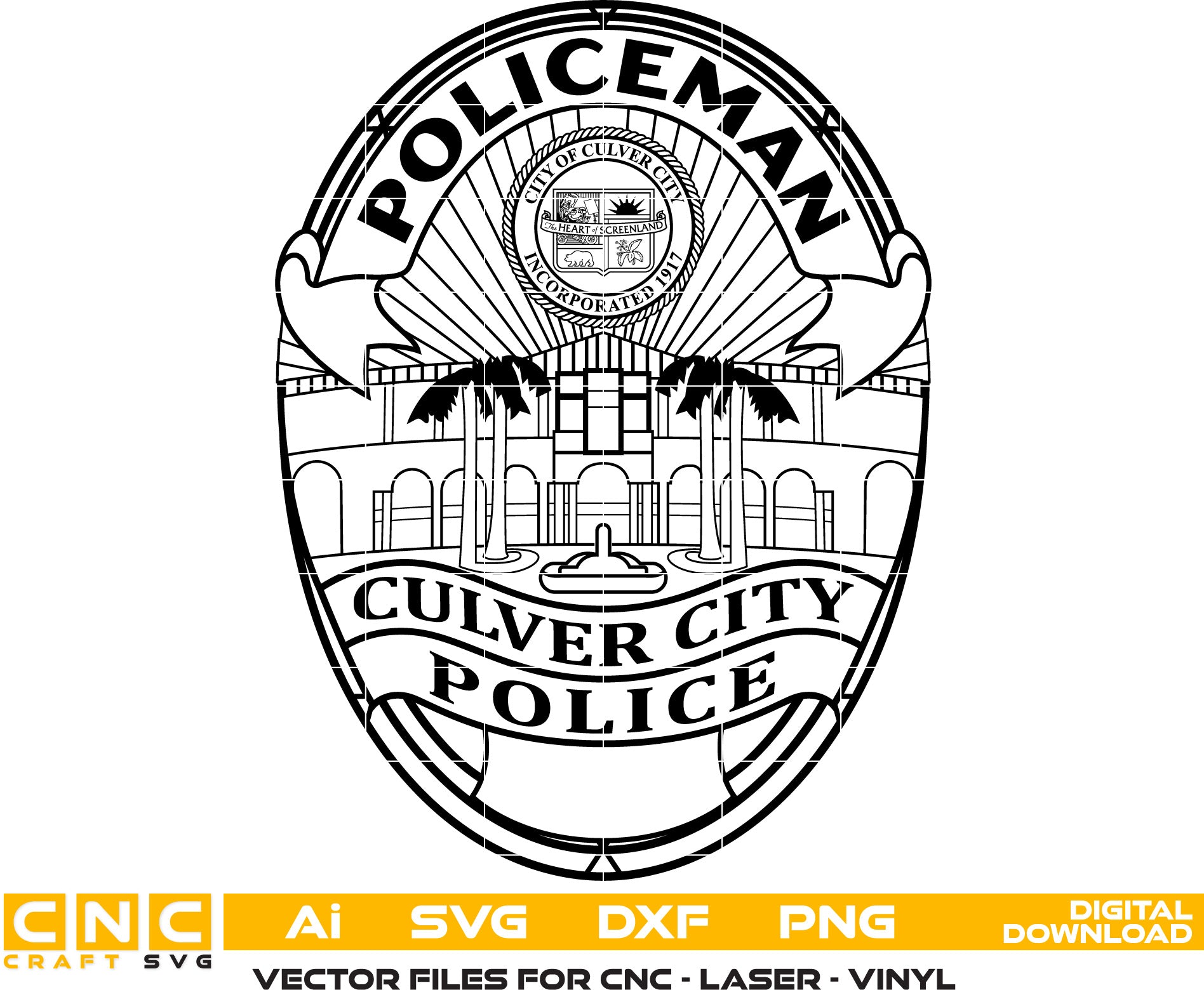 Culver City Policeman Badge, Policeman Badge