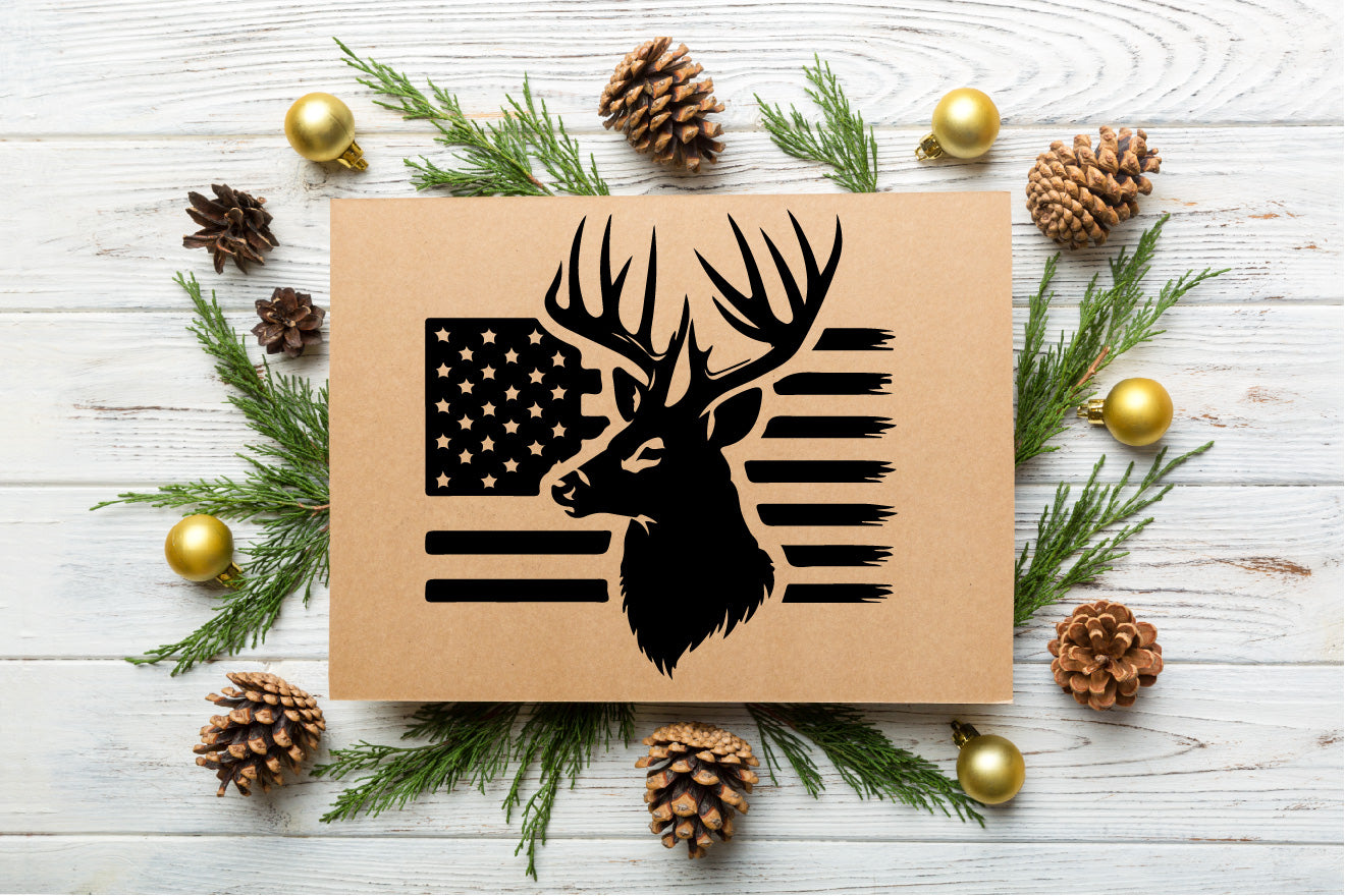 Deer Hunting American Flag Vector Art – Digital Download