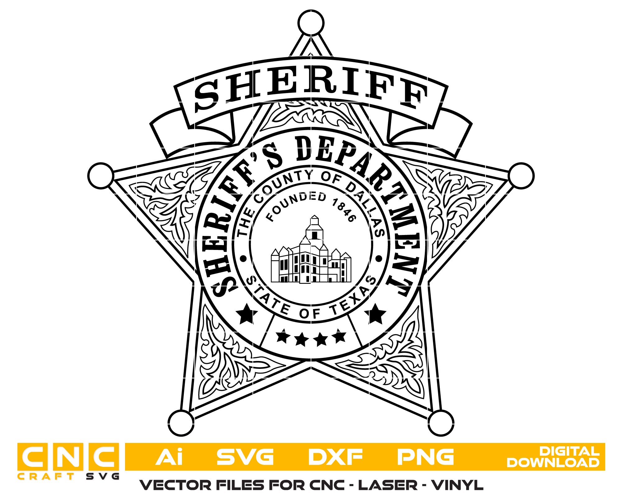 Dallas County Sheriff Department Badge SVG, Dallas County Sheriff Emblem, Texas Law Enforcement Badge, Sheriff Badge Vector, Dallas County Sheriff Logo