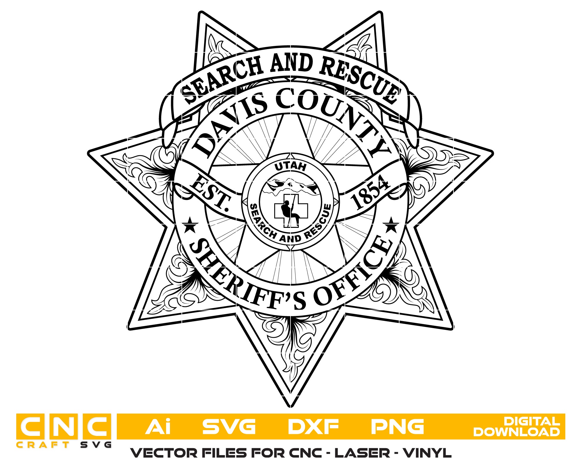 Davis County Sheriff’s Office Badge SVG, Utah Sheriff Badge Vector, Davis County Law Enforcement Badge, Sheriff’s Office Badge SVG, Police Badge Vector