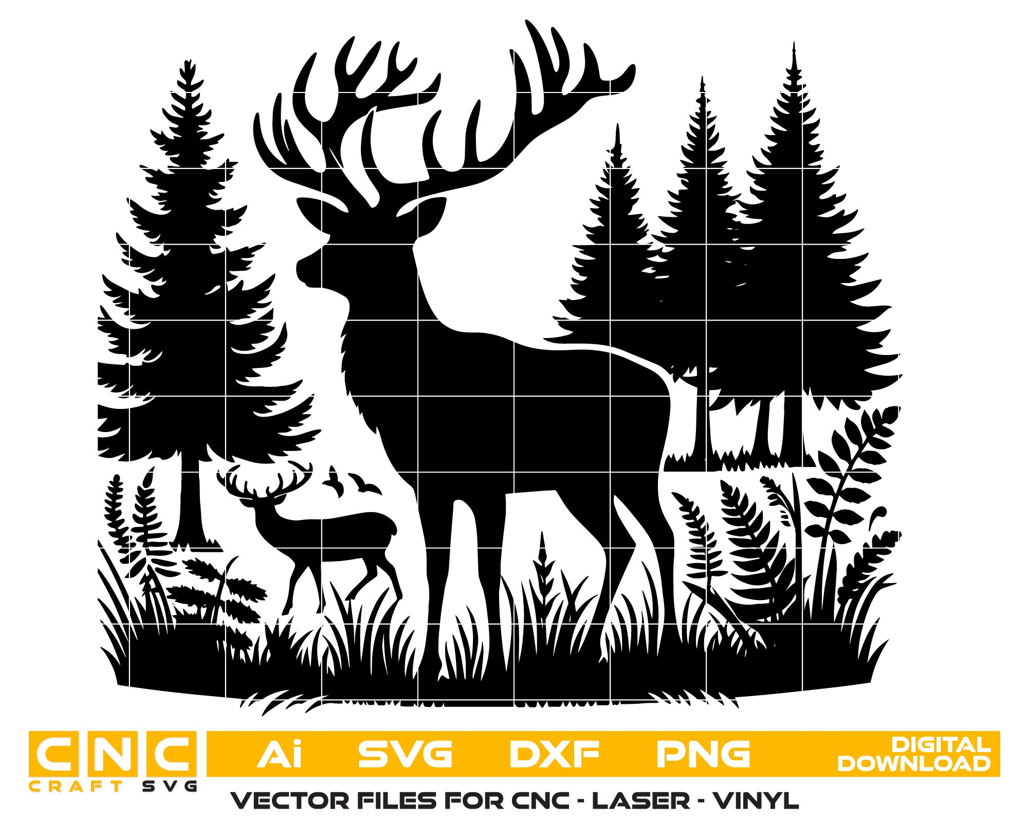 Deer & Tree Vector SVG