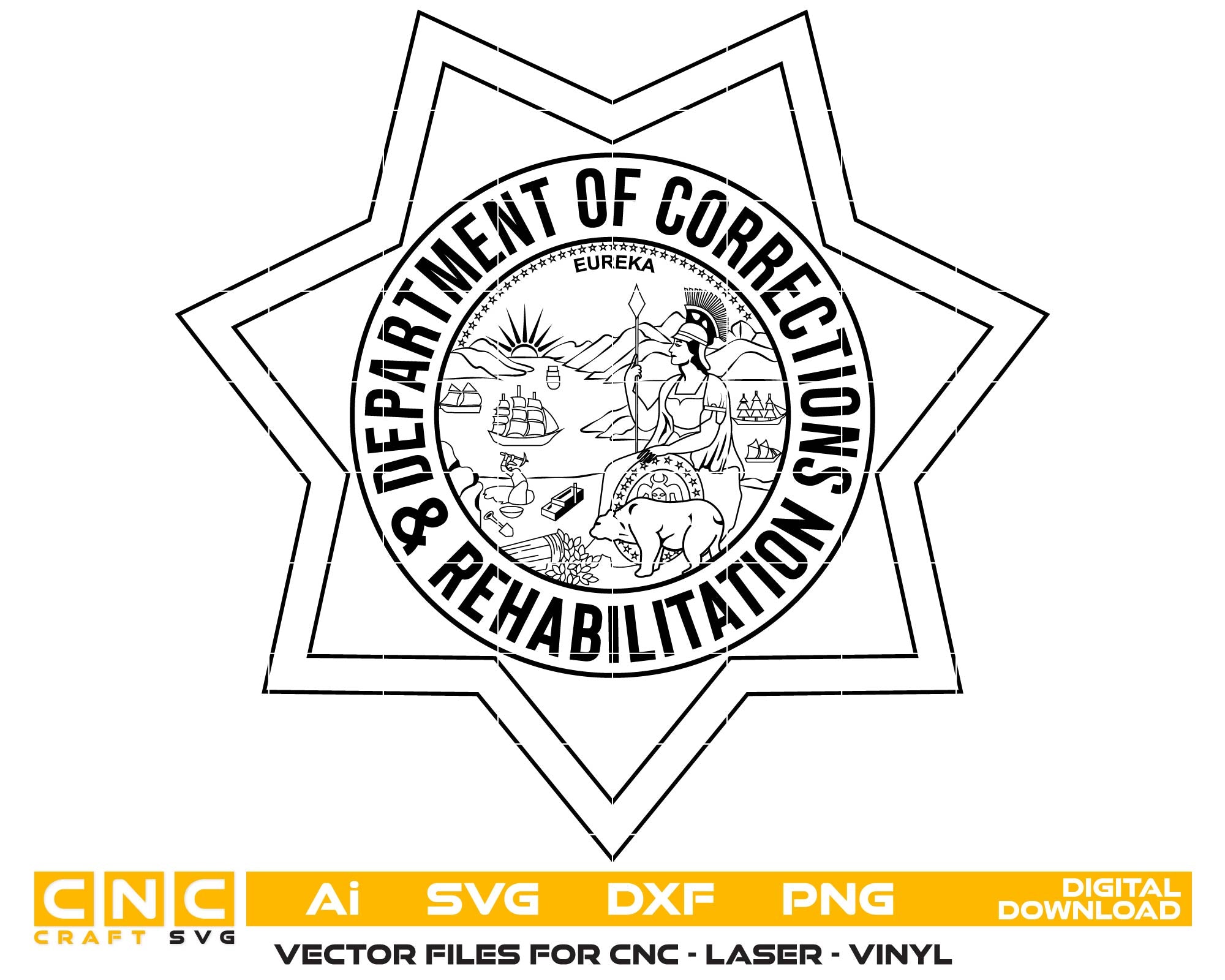 California Department Of Corrections Badge SVG, California Prison Emblem Vector, Corrections And Rehabilitation Badge SVG, California Officer Badge Vector, CDCR Badge SVG
