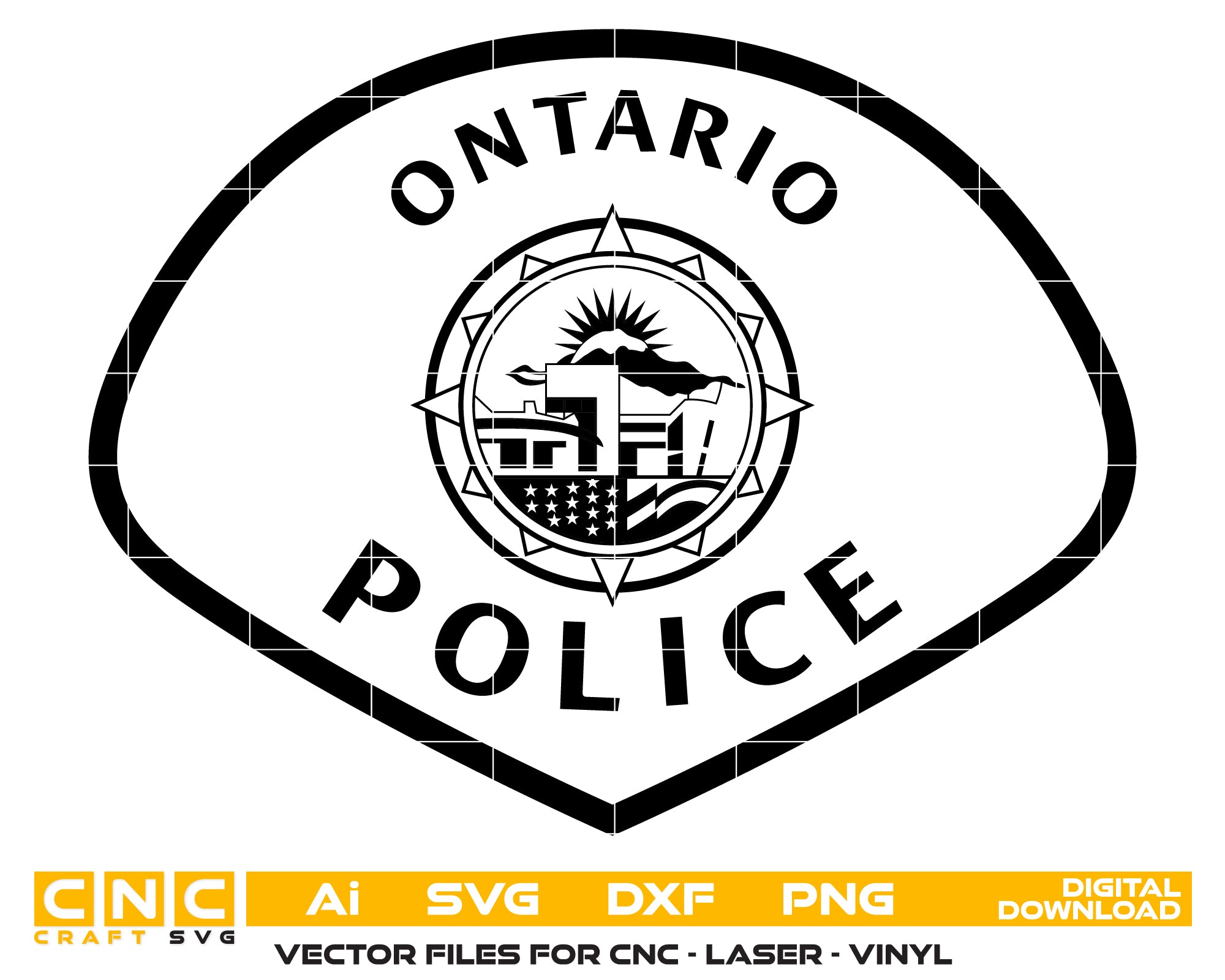 Ontario Police Department Logo Uniform Patch Digital File | CNC & Laser