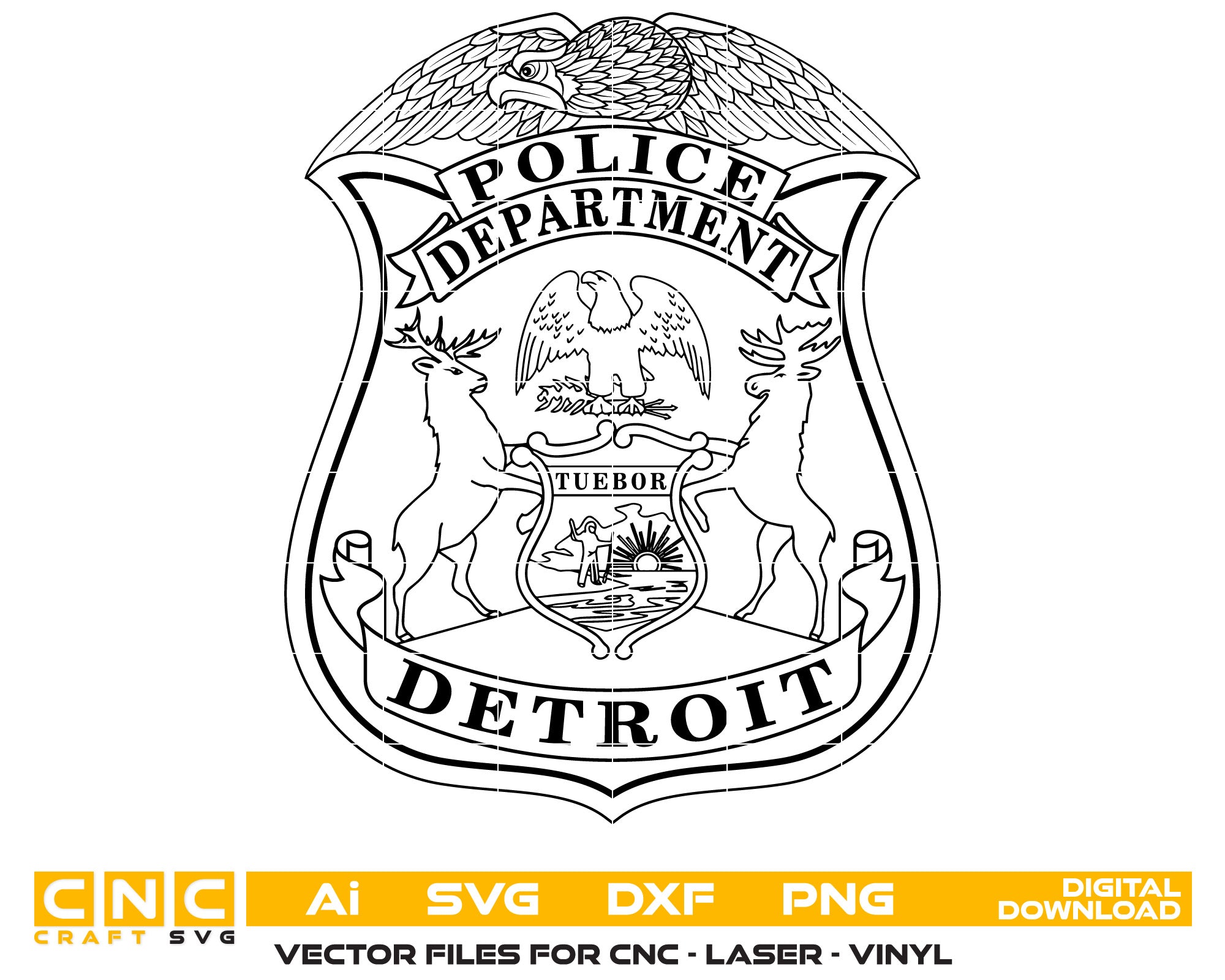 Detroit Police Badge SVG, Detroit Michigan Police Logo Vector, Detroit Police Dept SVG File, Law Enforcement Badge Vector, Police Patch SVG Design