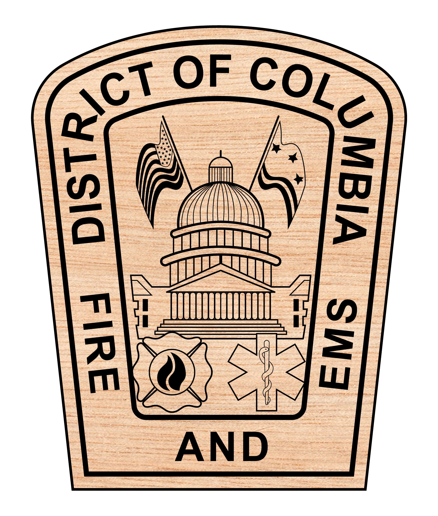District of Columbia Fire Department Badge SVG digital download, firefighter emblem vector design for Cricut, Silhouette, CNC, engraving, and fire service crafts.