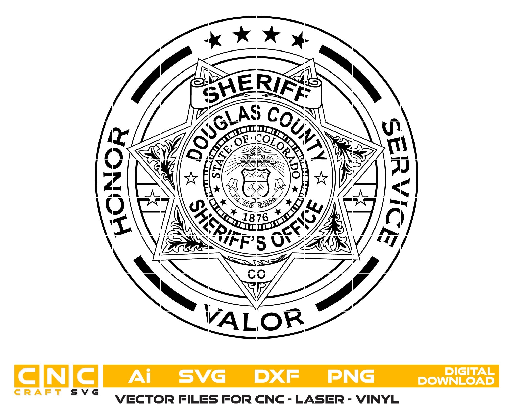 Douglas County Sheriff Badge SVG, Sheriff Badge Vector File, Douglas County Law Enforcement SVG, Police Badge Digital File, Sheriff Emblem Vector, Douglas County Badge SVG