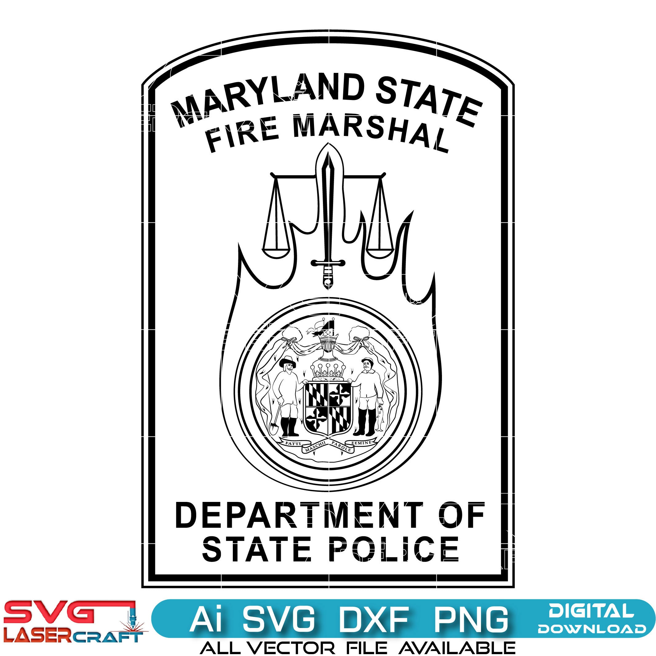 Maryland State Fire Marshal Police Department badge Vector Art-01