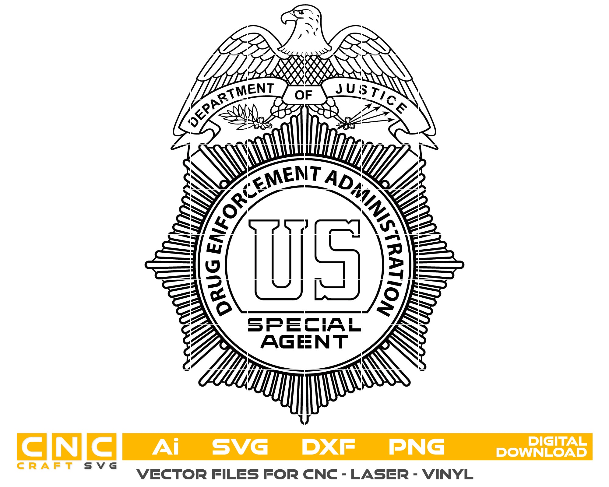 Drug Enforcement Special Agent Badge SVG, DEA Special Agent Vector, Law Enforcement Badge Design, Special Agent Emblem SVG, Task Force Badge Vector, Engraving Badge SVG