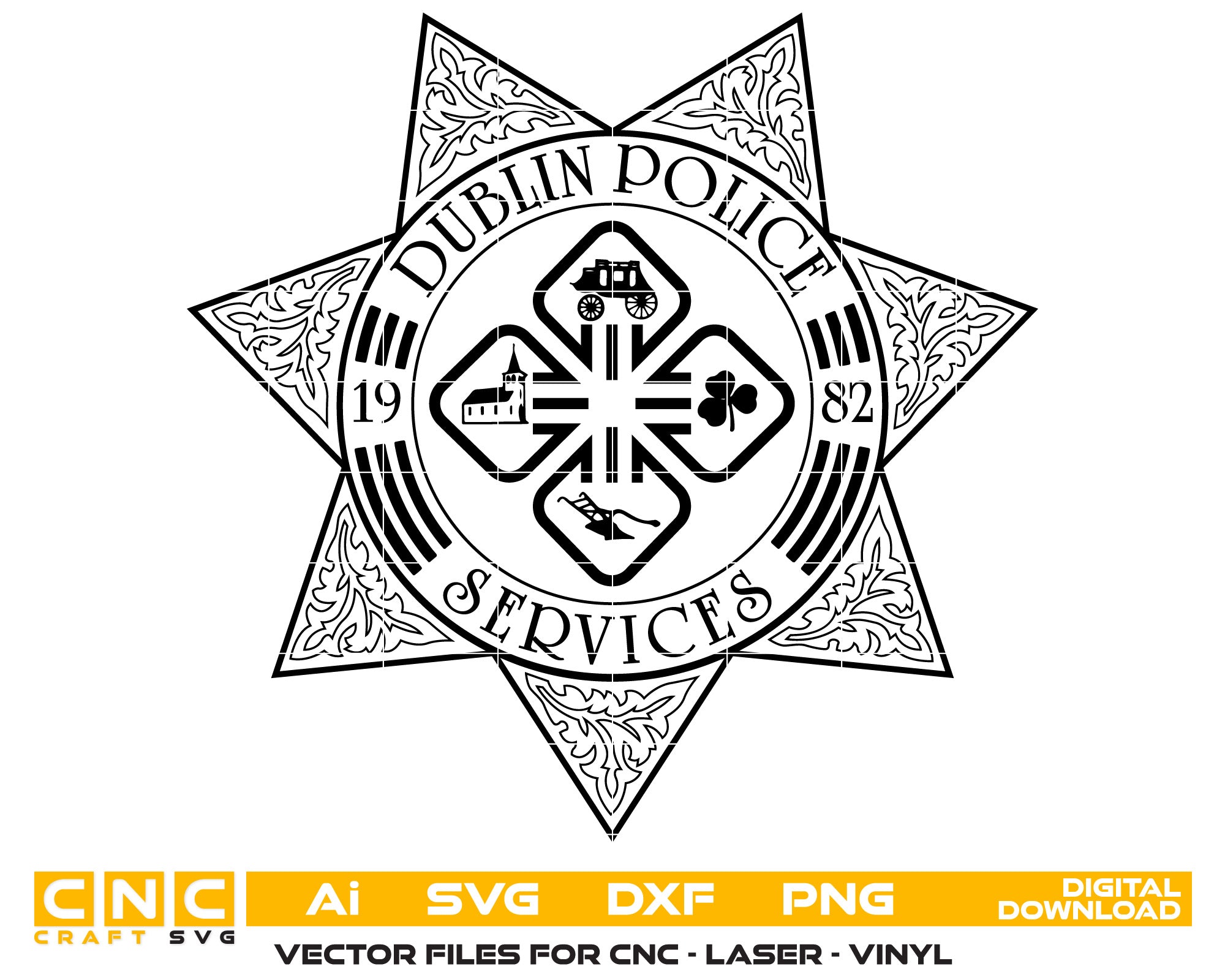 Dublin Police Services Badge SVG, Dublin California Police Badge Vector, California Law Enforcement Badge SVG, Dublin PD Badge Design