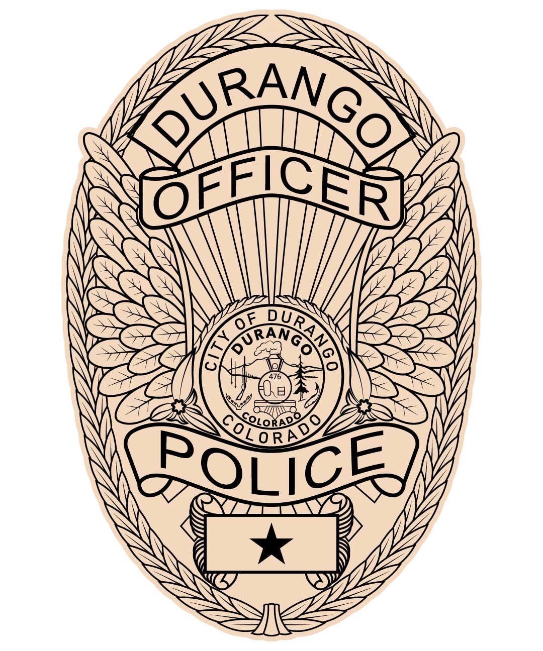 Durango Police Officer Badge, Colorado, Durango Police Officer Badge, Durango Police Badge, Police Badge Svg