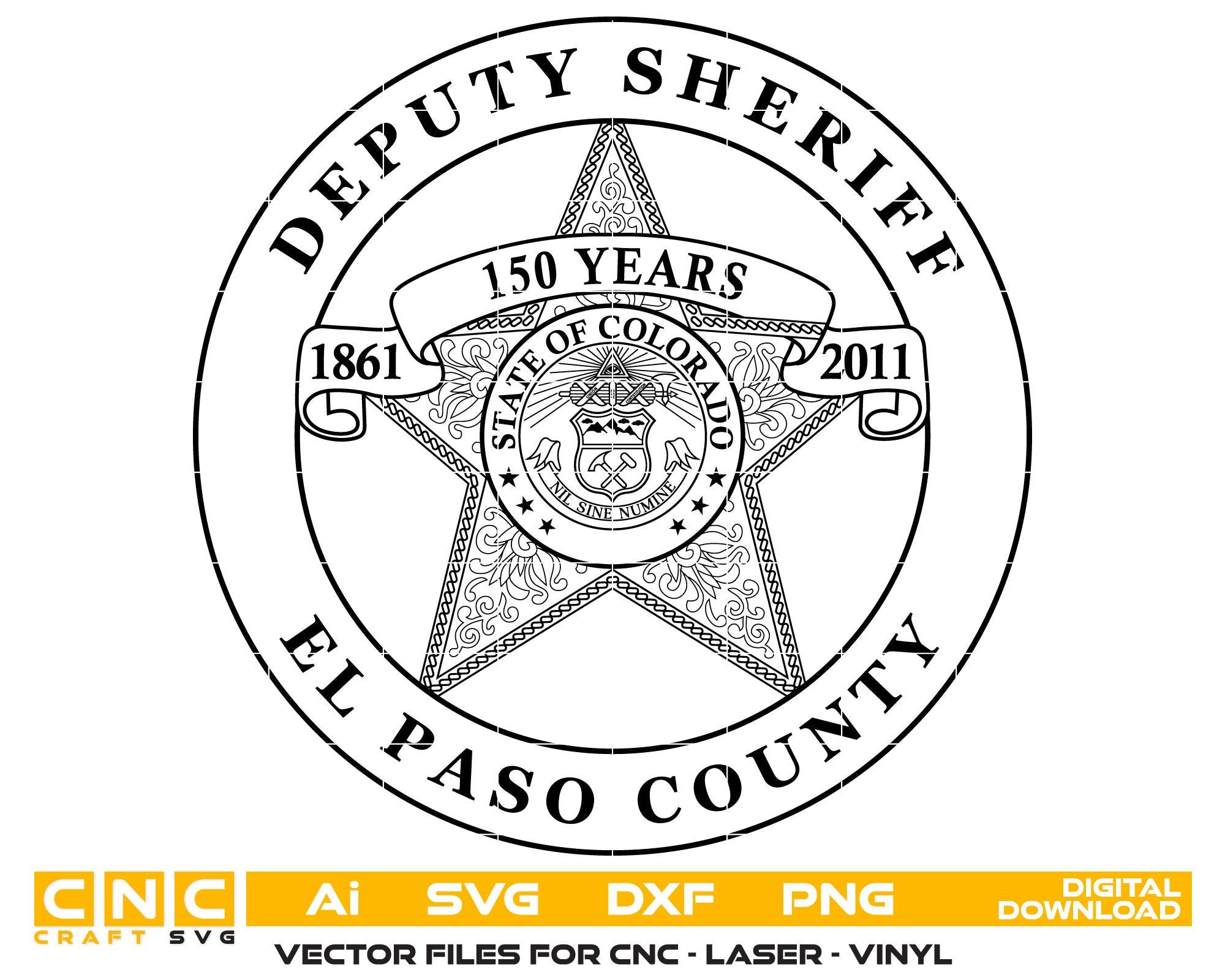 El Paso County Deputy Sheriff Badge SVG | Law Enforcement Vector for CNC, Laser & Printing
