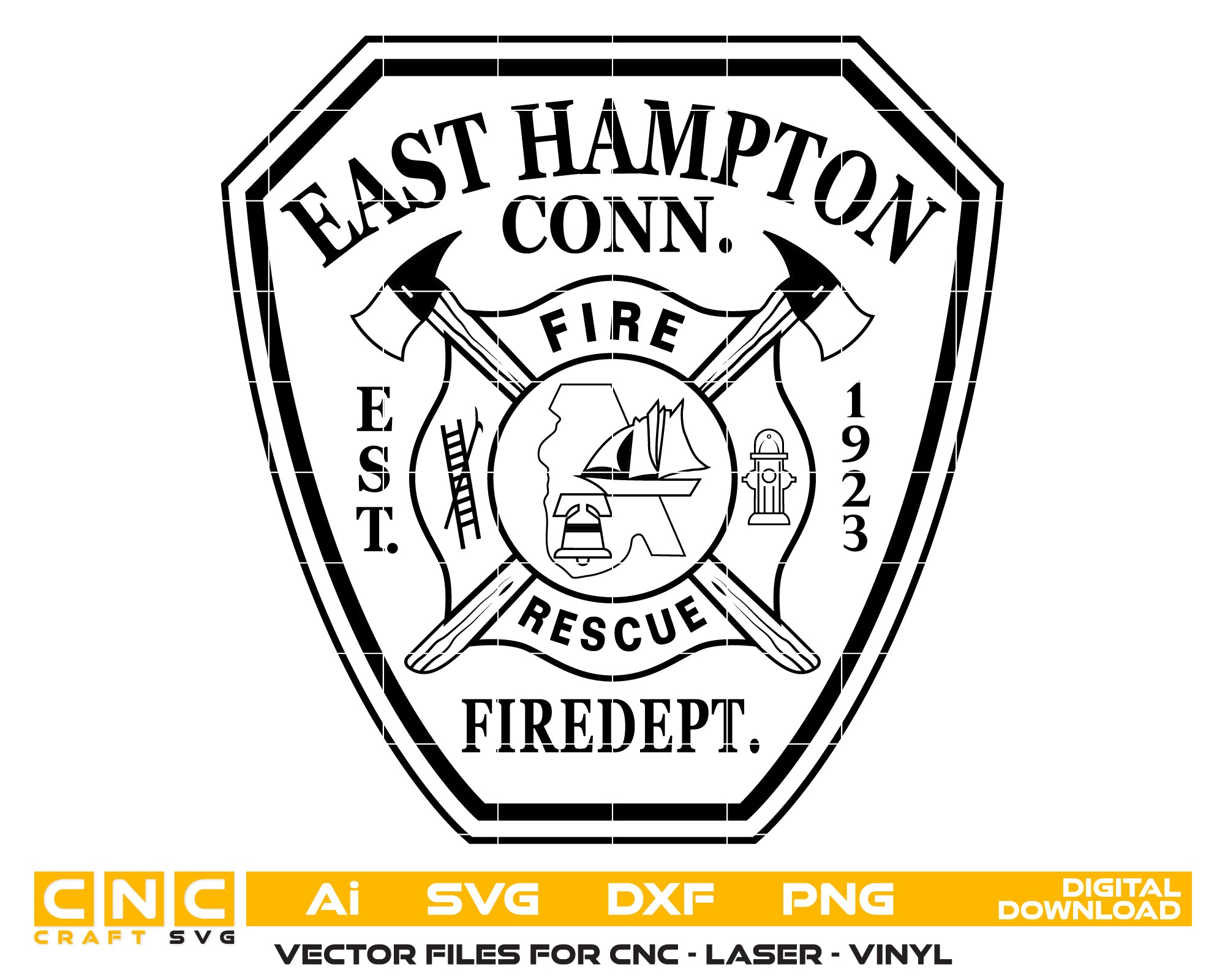 East Hampton Fire Department Patch SVG, East Hampton Connecticut Firefighter Emblem, Fire Department Patch East Hampton CT, Connecticut Fire Patch Vector, East Hampton Fire Logo
