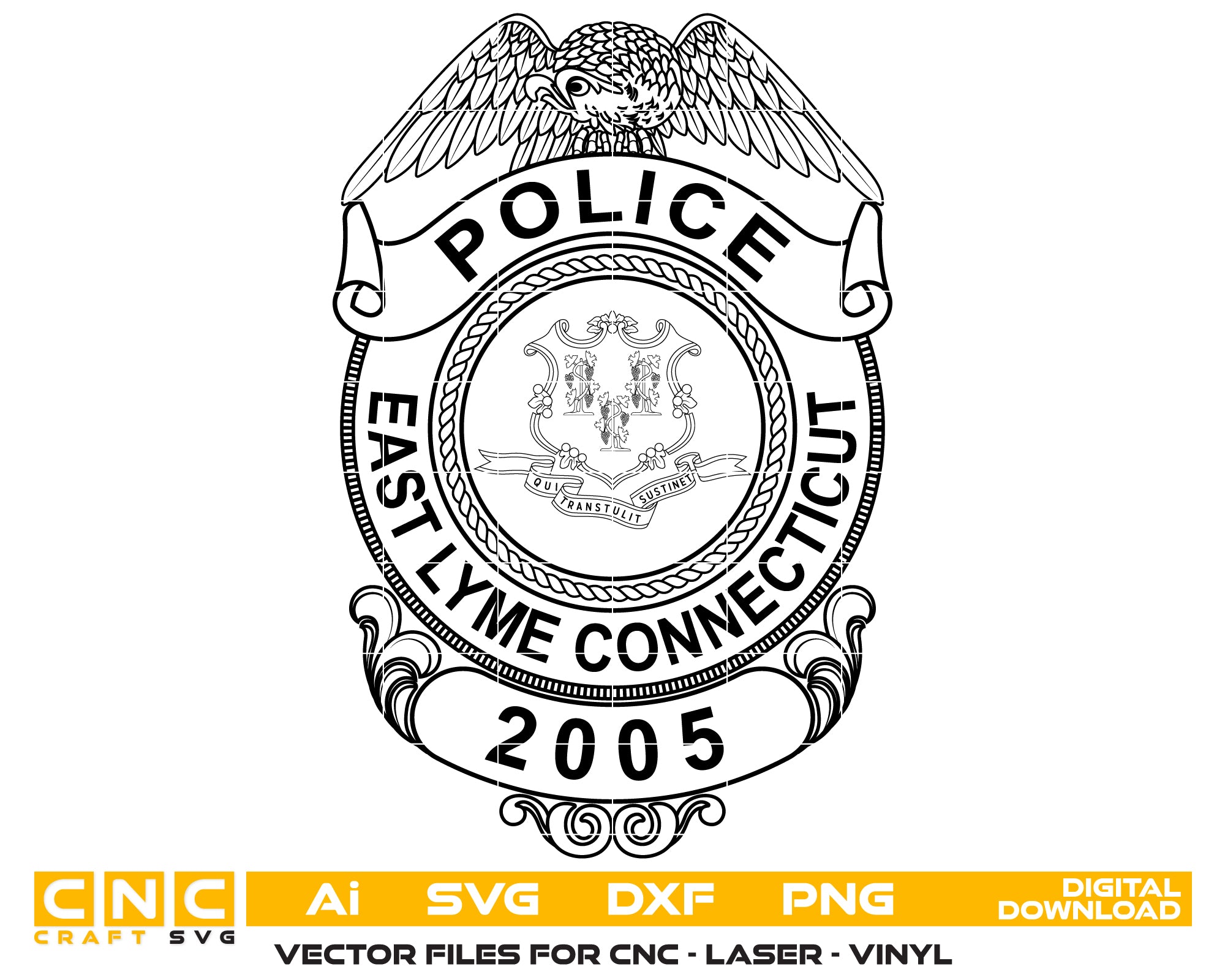 East Lyme Police Department Badge SVG, East Lyme Connecticut Police Badge Vector, East Lyme Police Emblem SVG, Connecticut Police Badge Vector, East Lyme PD Badge