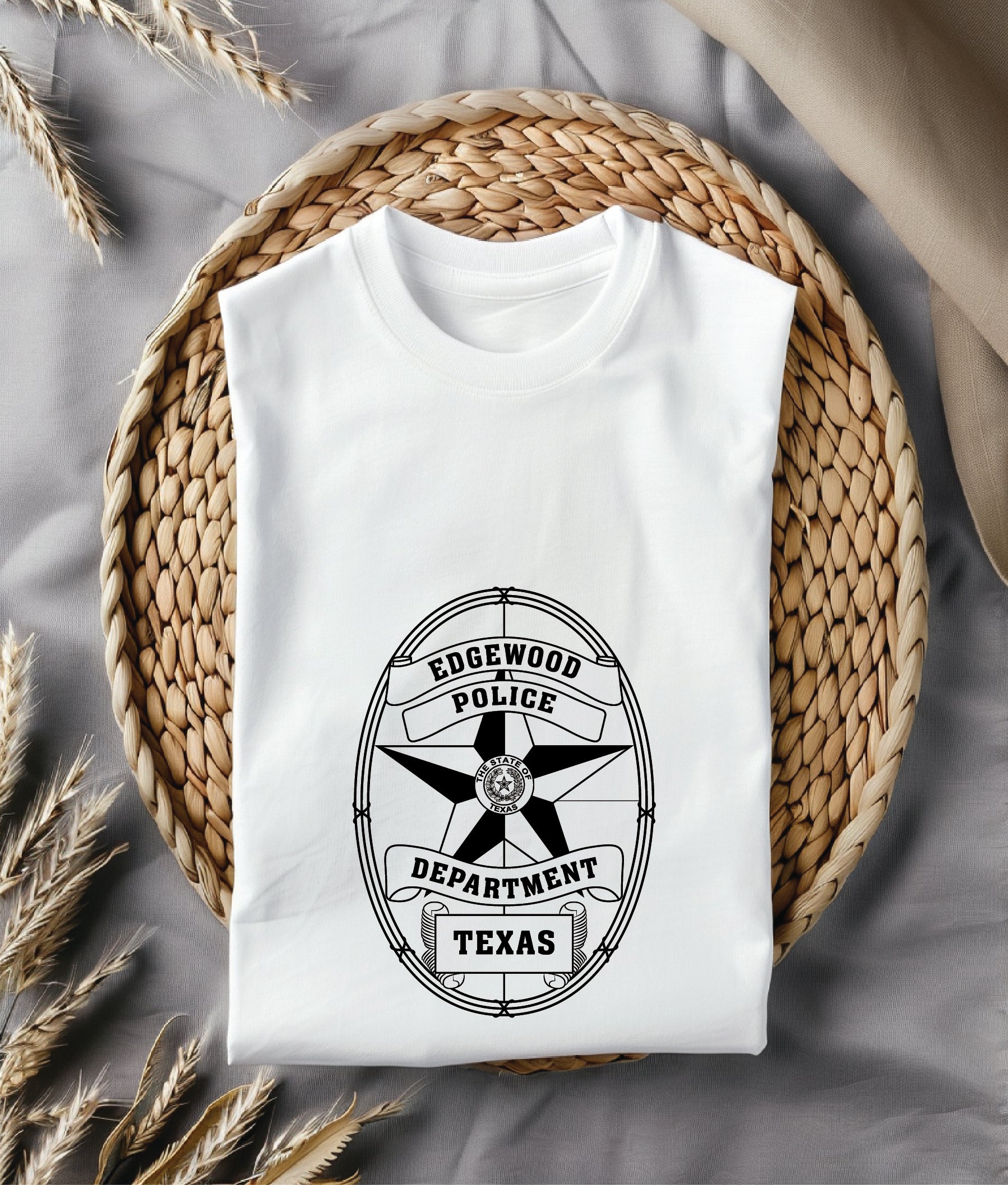 Edgewood Police Department Badge SVG digital download, Texas police emblem vector design for Cricut, Silhouette, CNC, engraving, and law enforcement crafts.