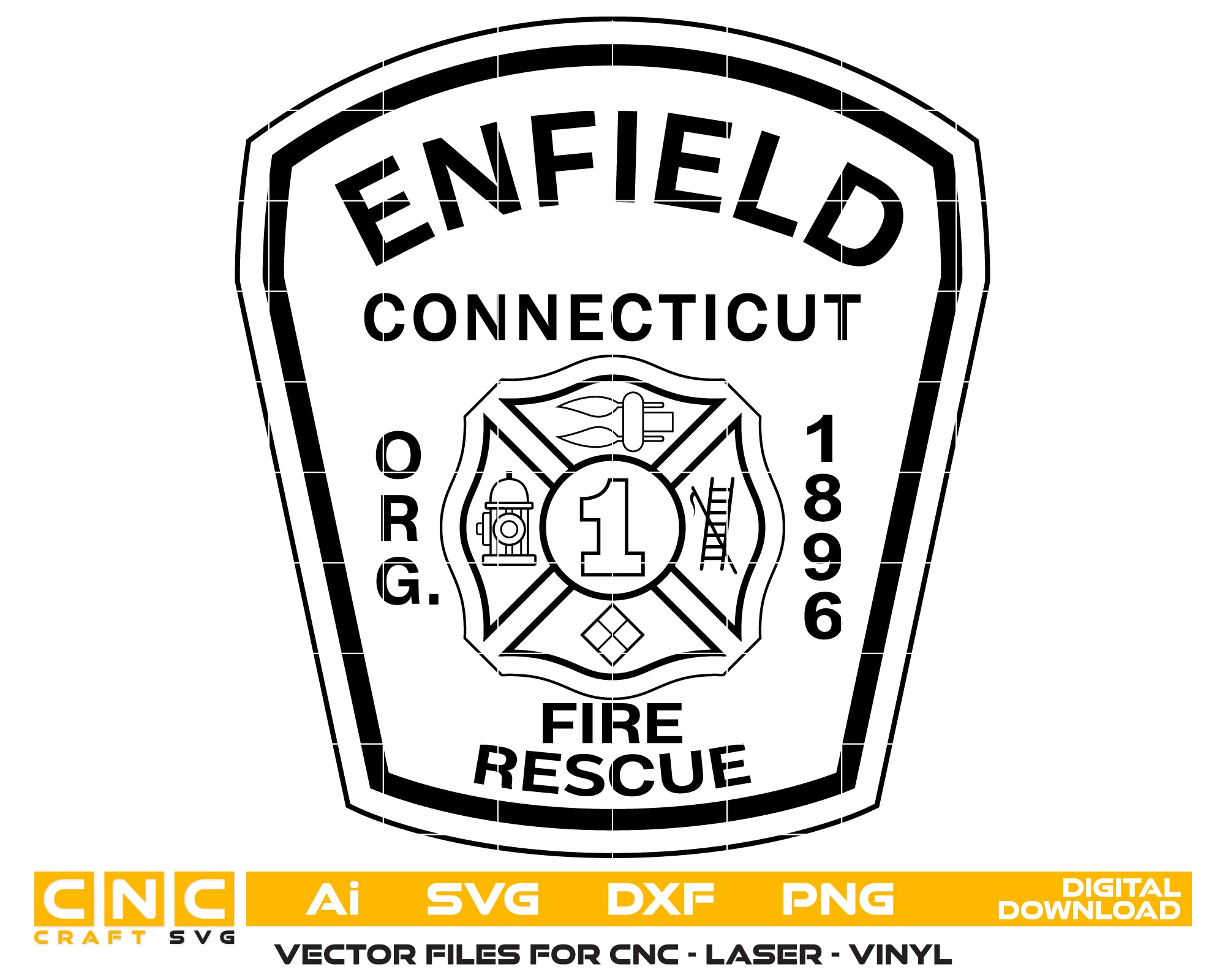 Enfield Fire Department Patch SVG, Enfield Connecticut Firefighter Emblem, Enfield Fire Patch Vector, Connecticut Fire Department Patch, Enfield Fire Rescue Logo