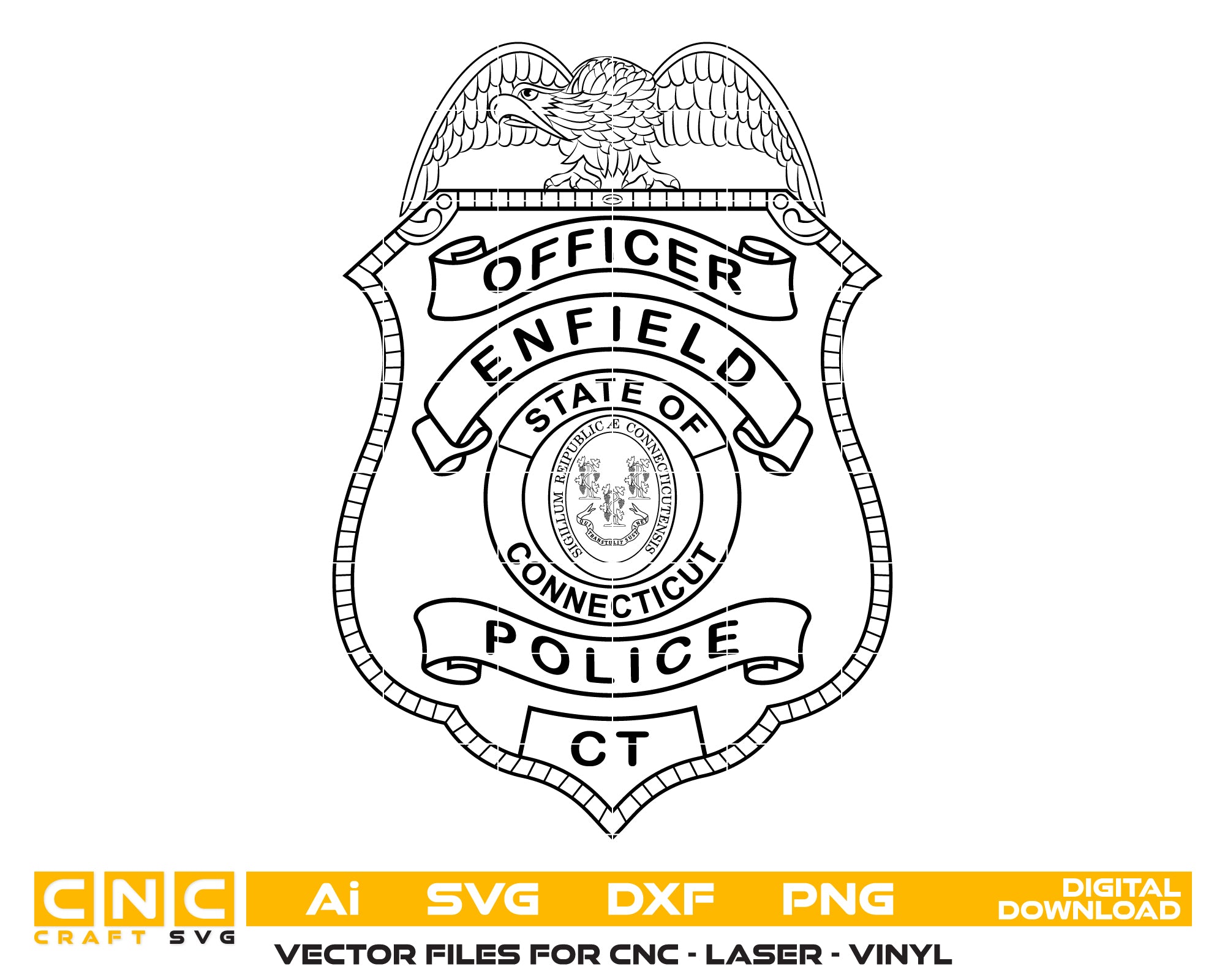 Enfield Police Officer Badge SVG, Enfield Connecticut Police Badge Vector, Enfield Police SVG Emblem, Connecticut Law Enforcement Badge Logo SVG, #support