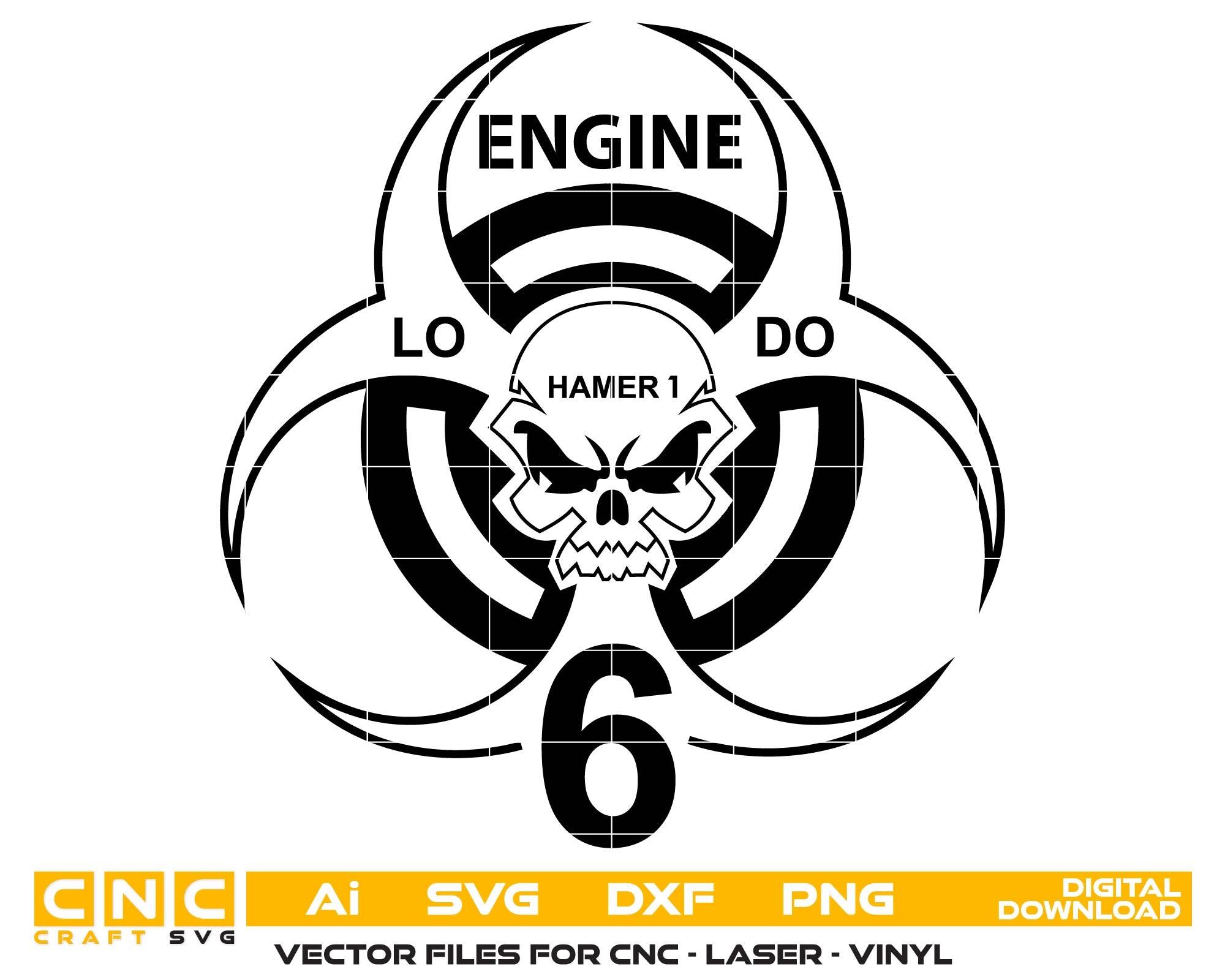 Engine 6 Biohazard Skull Logo