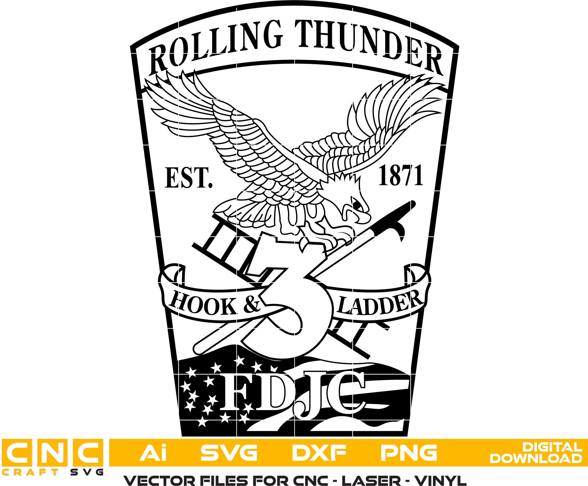 Engine 7 - Engine 18 - Ladder 3 - Battalion 3 Badge – Digital Download