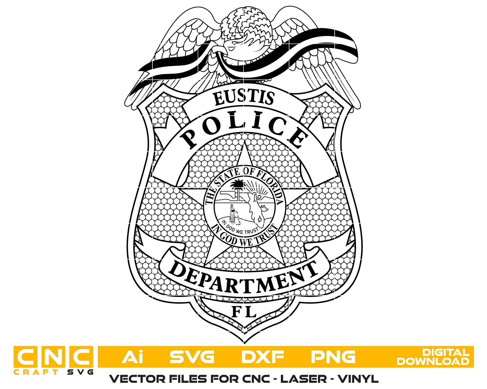Eustis Police Department Badge SVG, Eustis Florida Police Badge Vector, Eustis Police SVG Emblem, Florida Law Enforcement Badge Logo SVG, #support