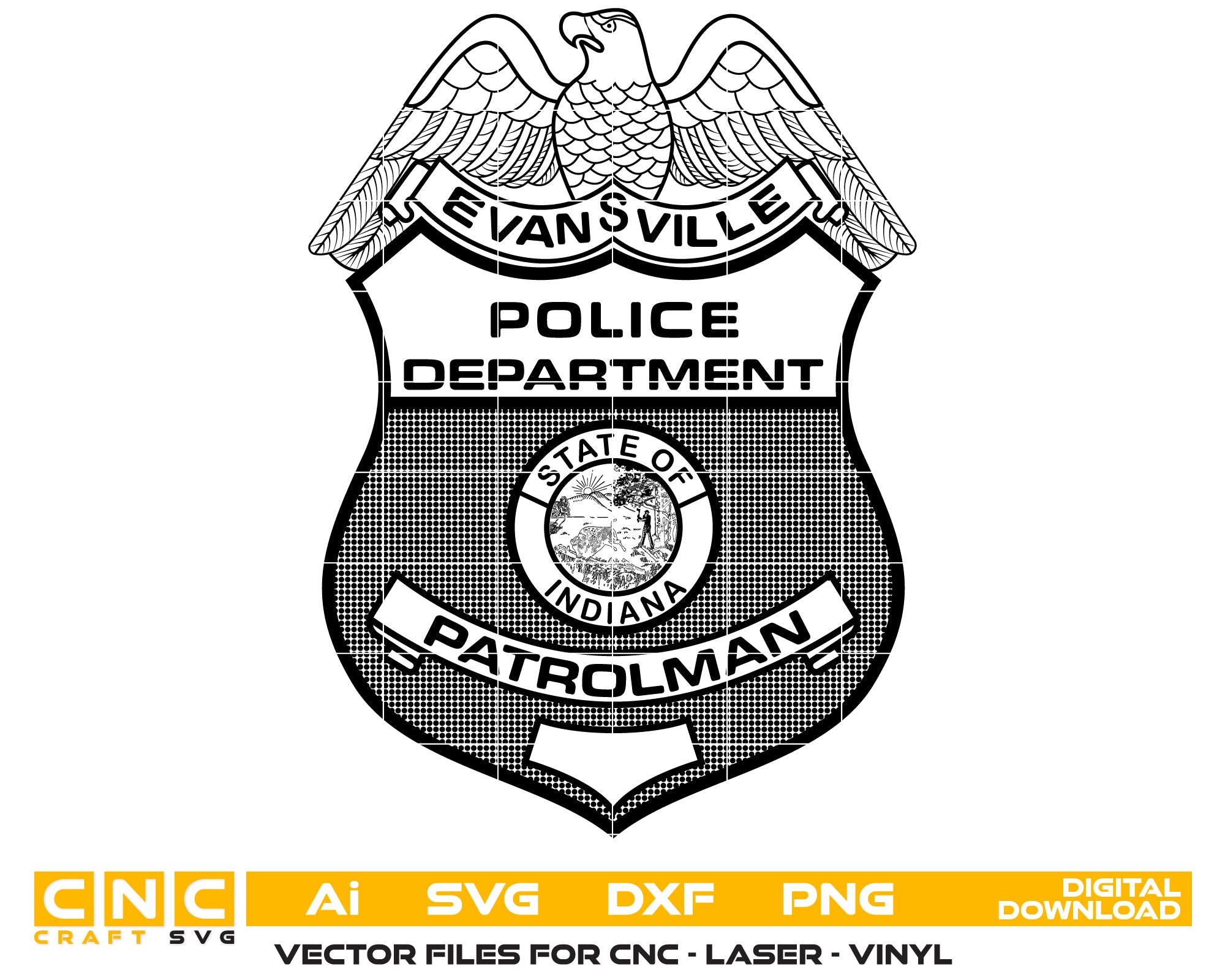 Evansville Police Patrolman Badge Digital Vector File